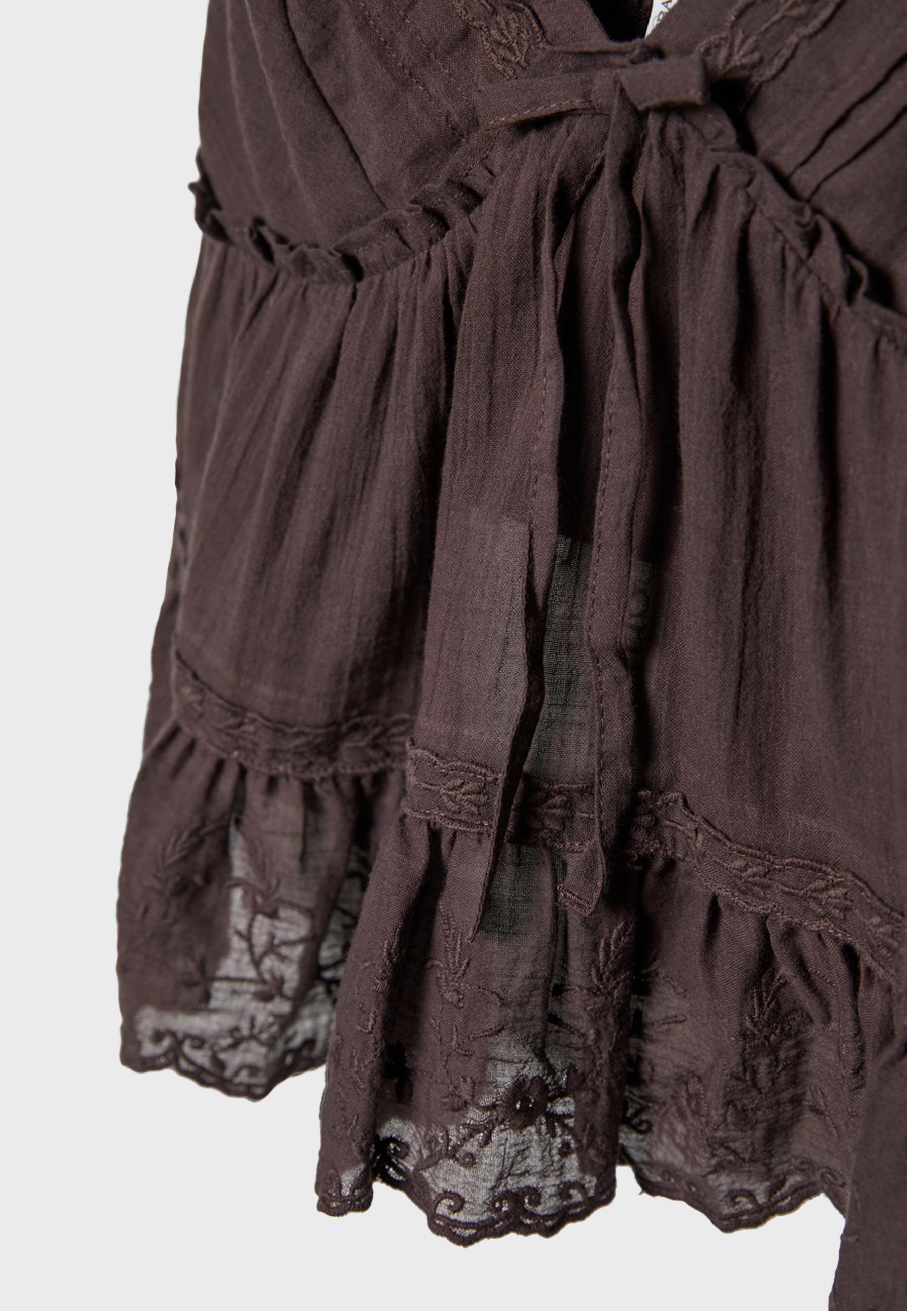 Embroidered flowing strappy top — Brown