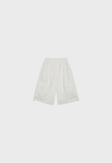 Poplin Bermuda shorts with toggles — Vanilla 6