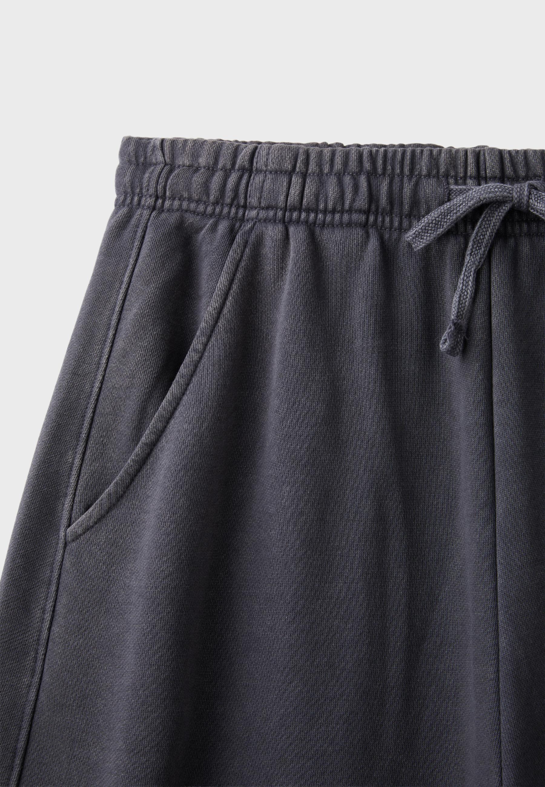 Acid wash plush jogger trousers with toggles — Dark grey