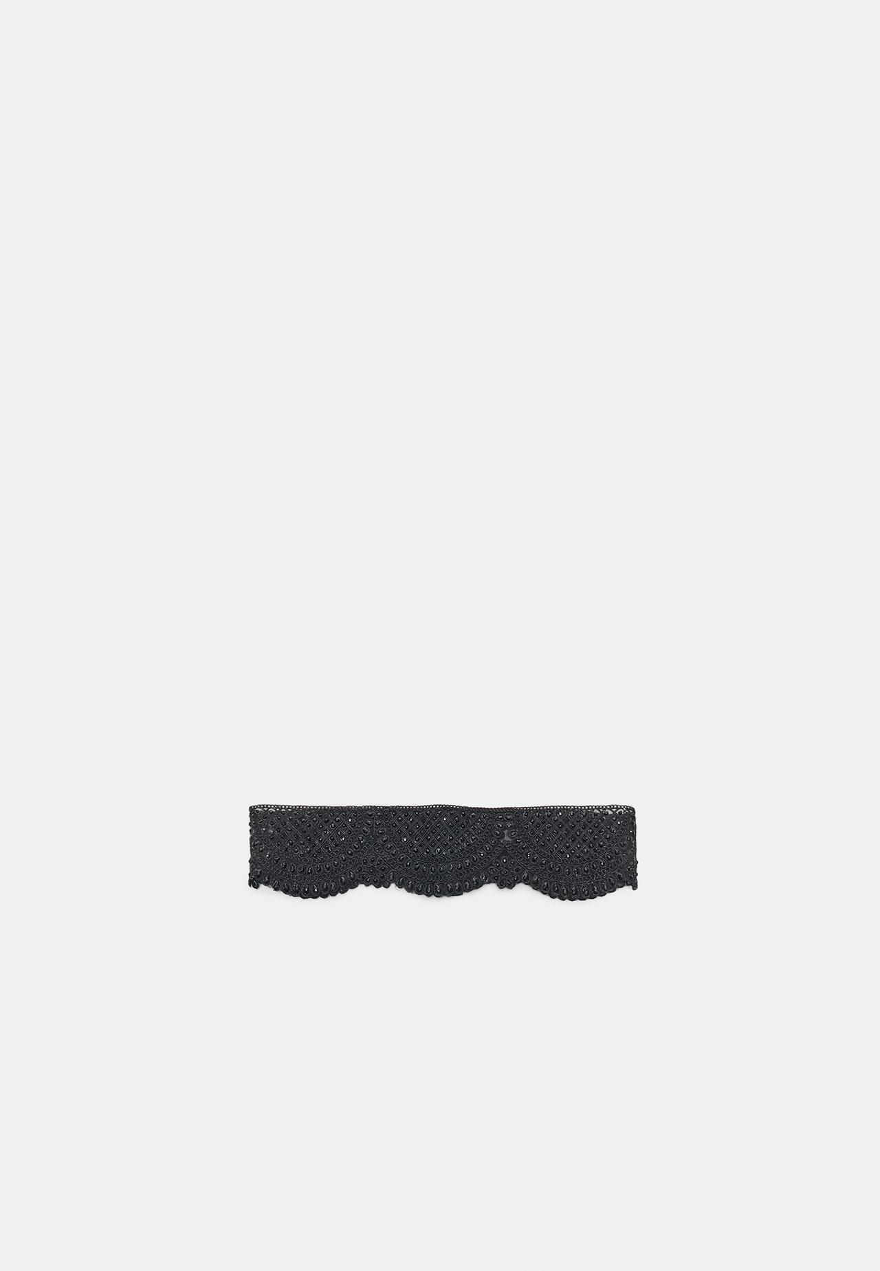 Wide faux pearl belt — Black