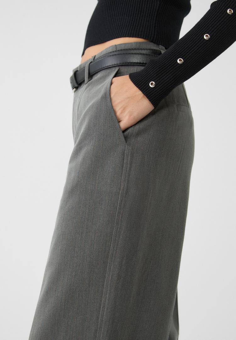 pantalon fluido recto vestir cinturon