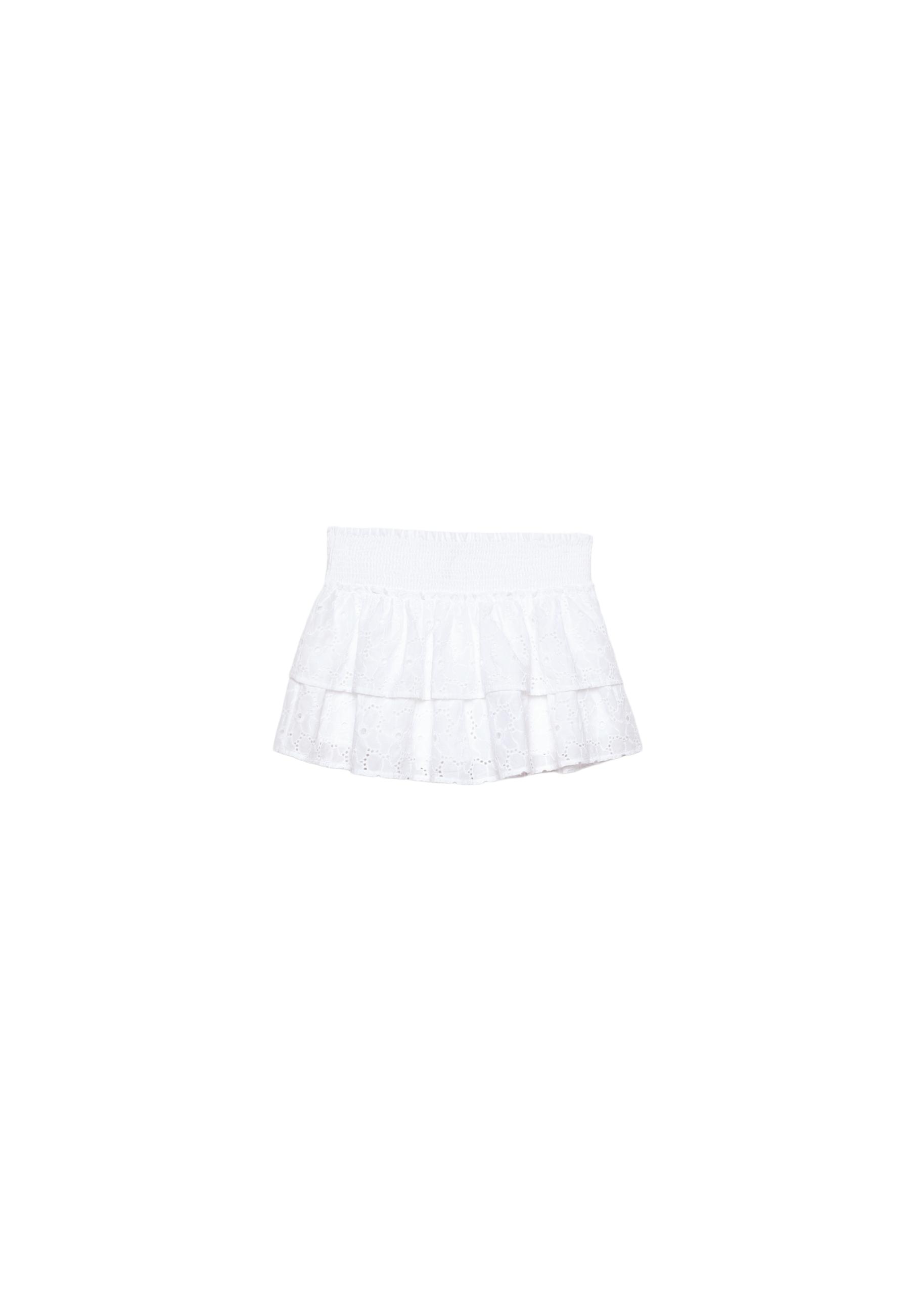 Flowing skort with embroidery — White
