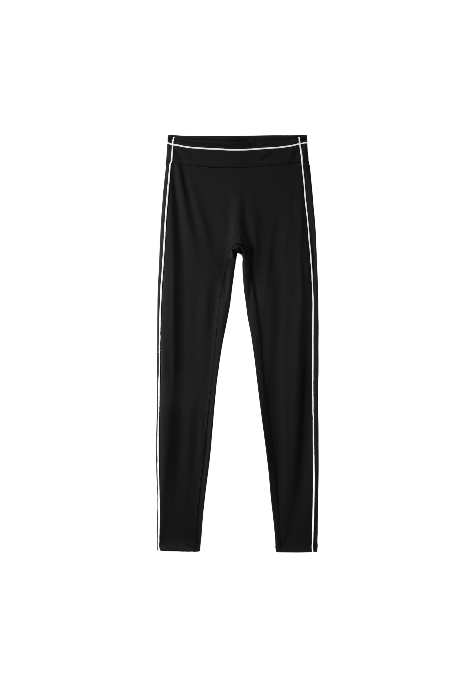 High-waist leggings with piping — Black