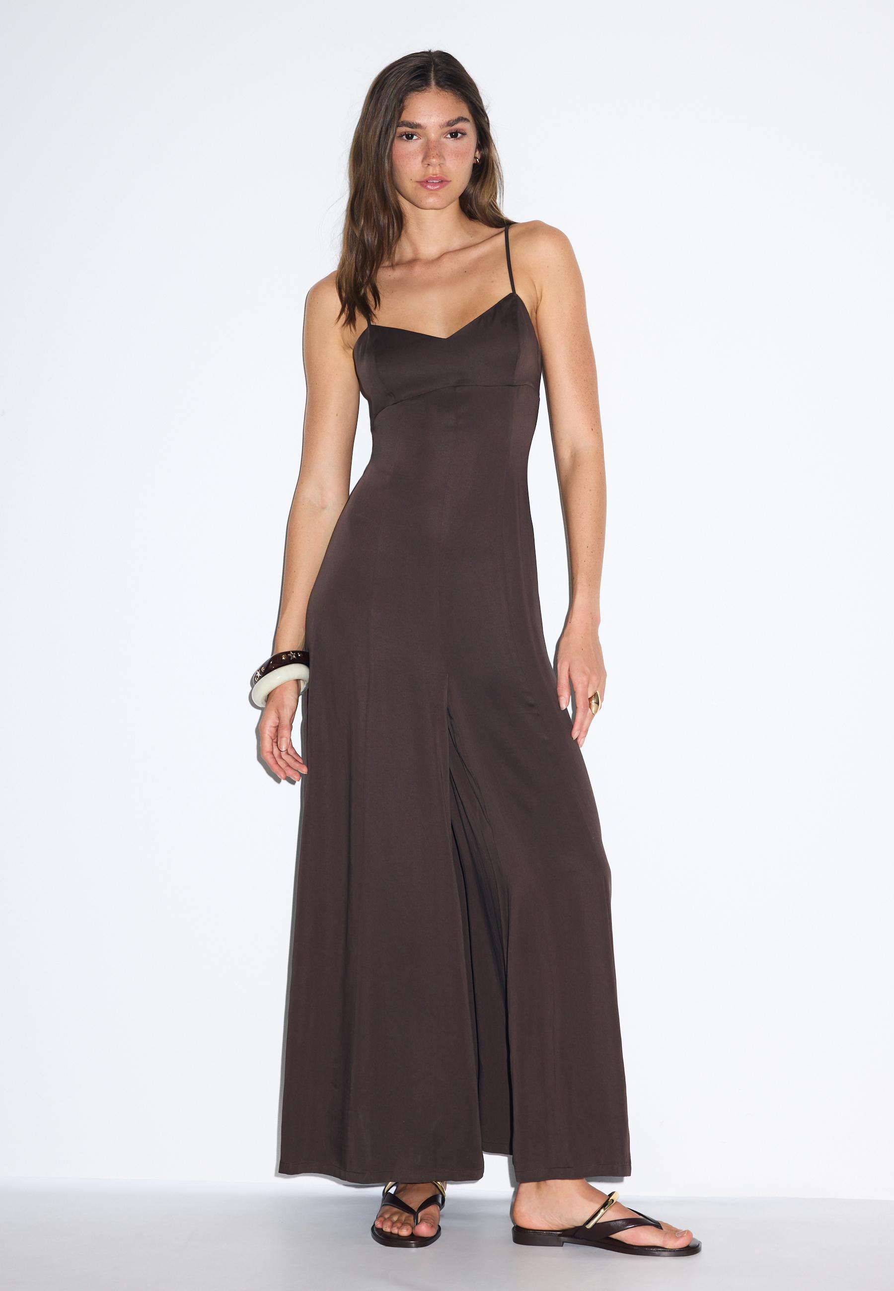 Strappy wide-leg jumpsuit — Brown