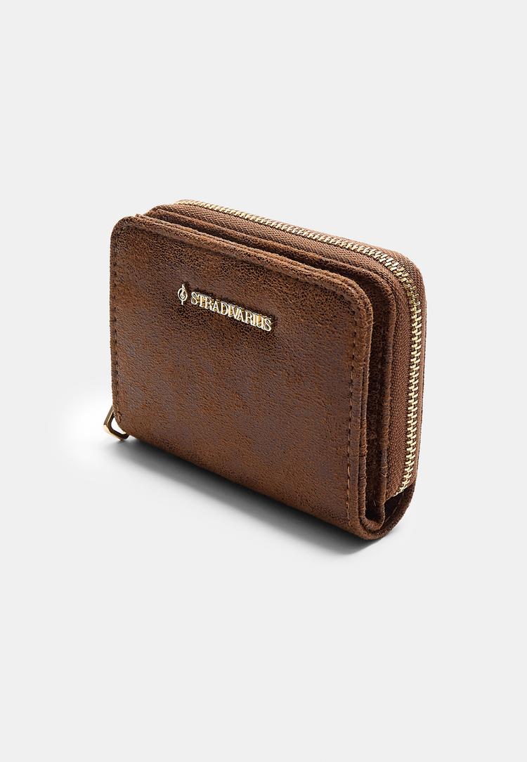 zipped faux suede card holder purse