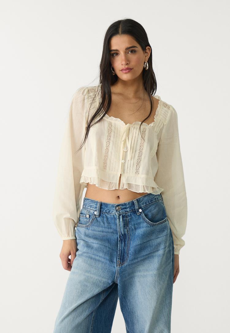 blusa encaje volantes