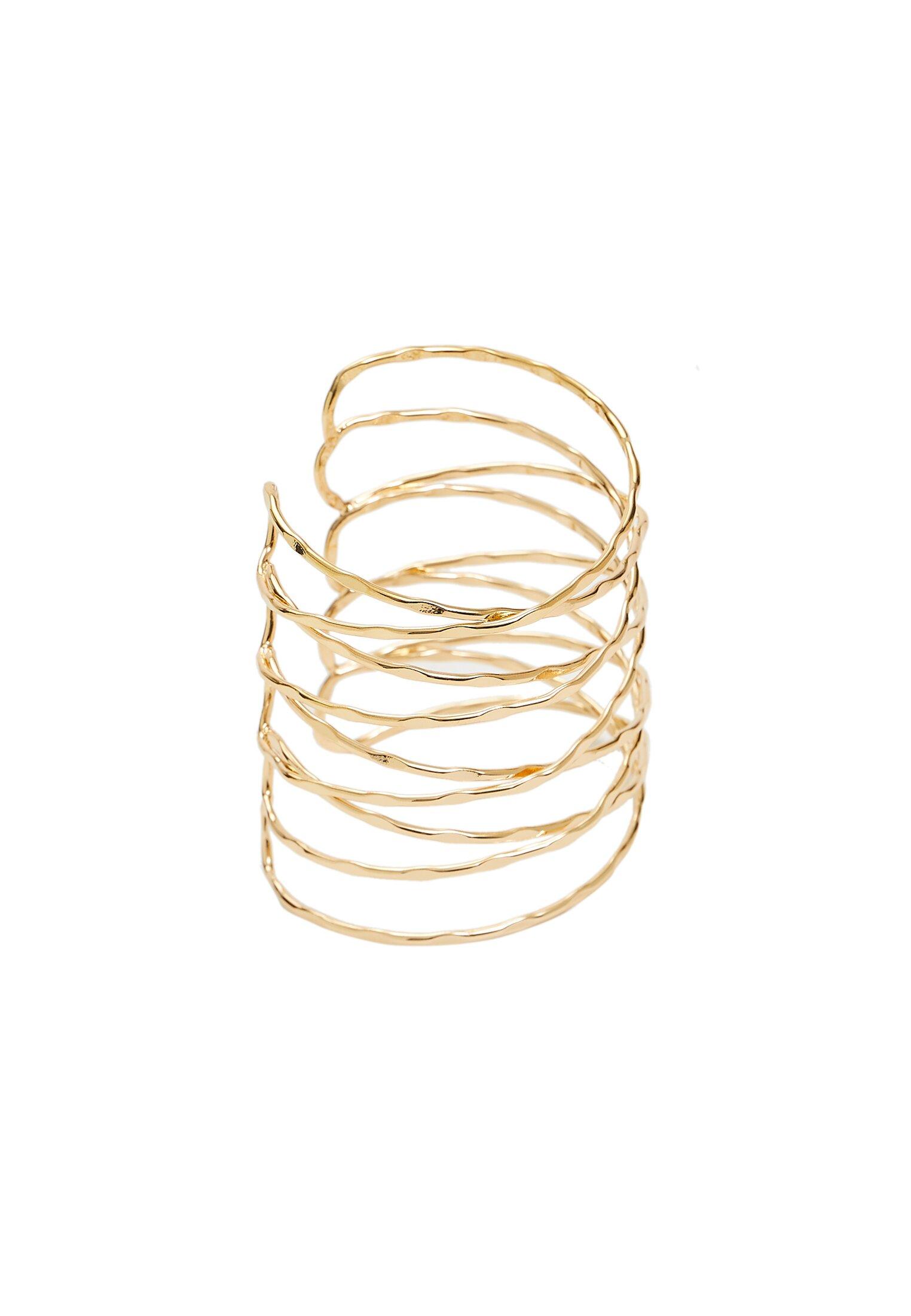 Crossover rigid round arm cuff — Gold