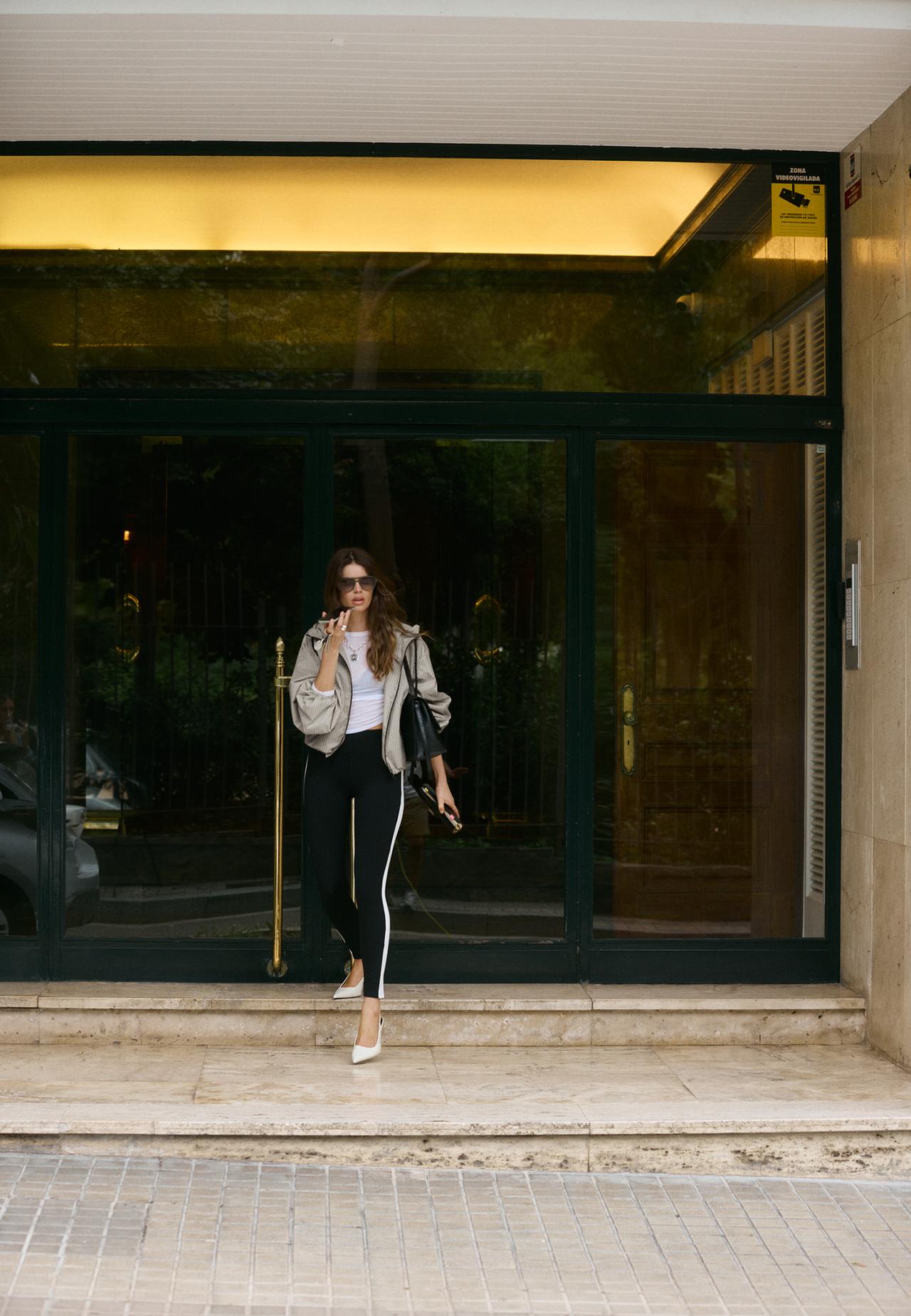 Check technical jacket — Beige