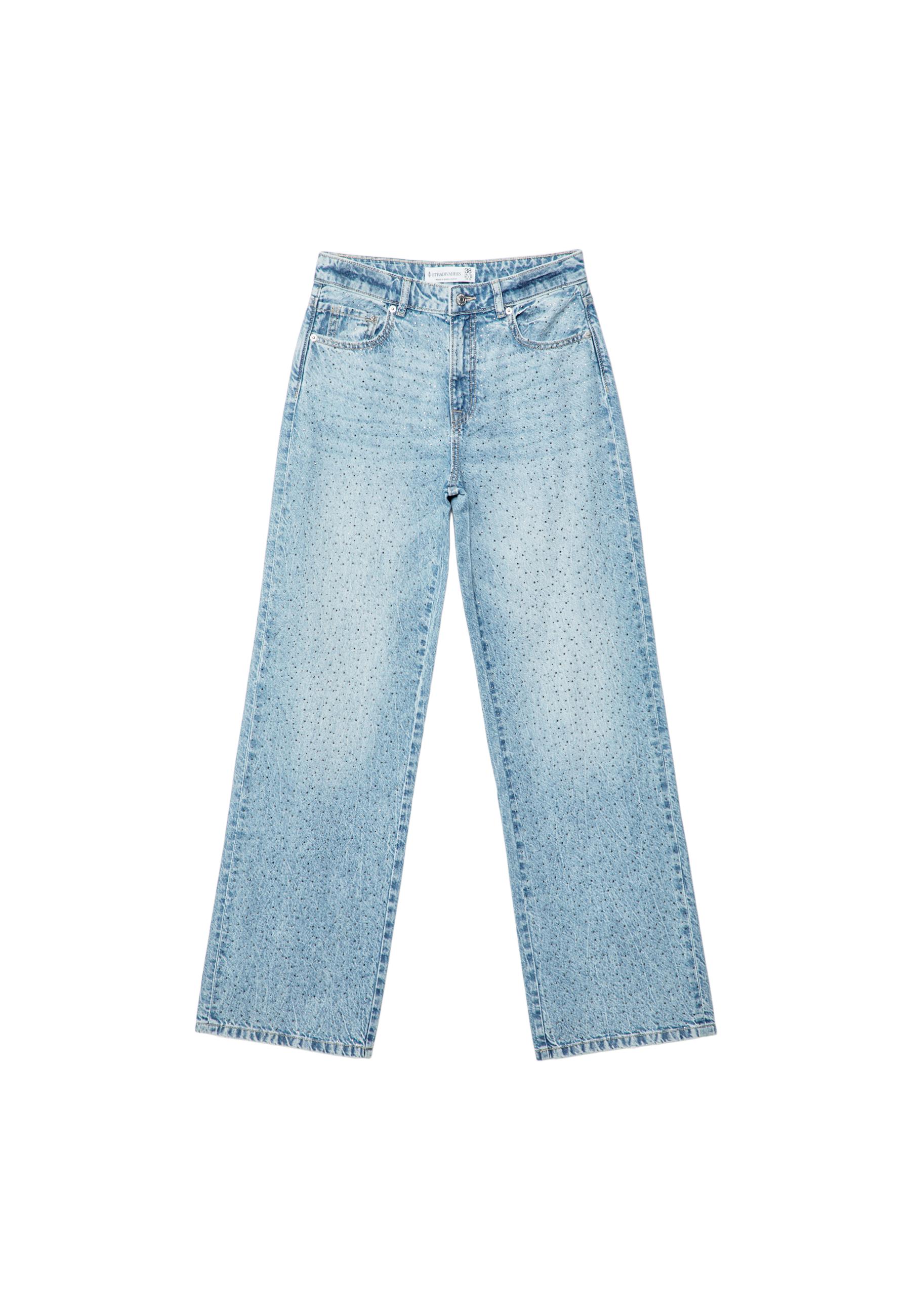 Parlak detaylı straight fit jean