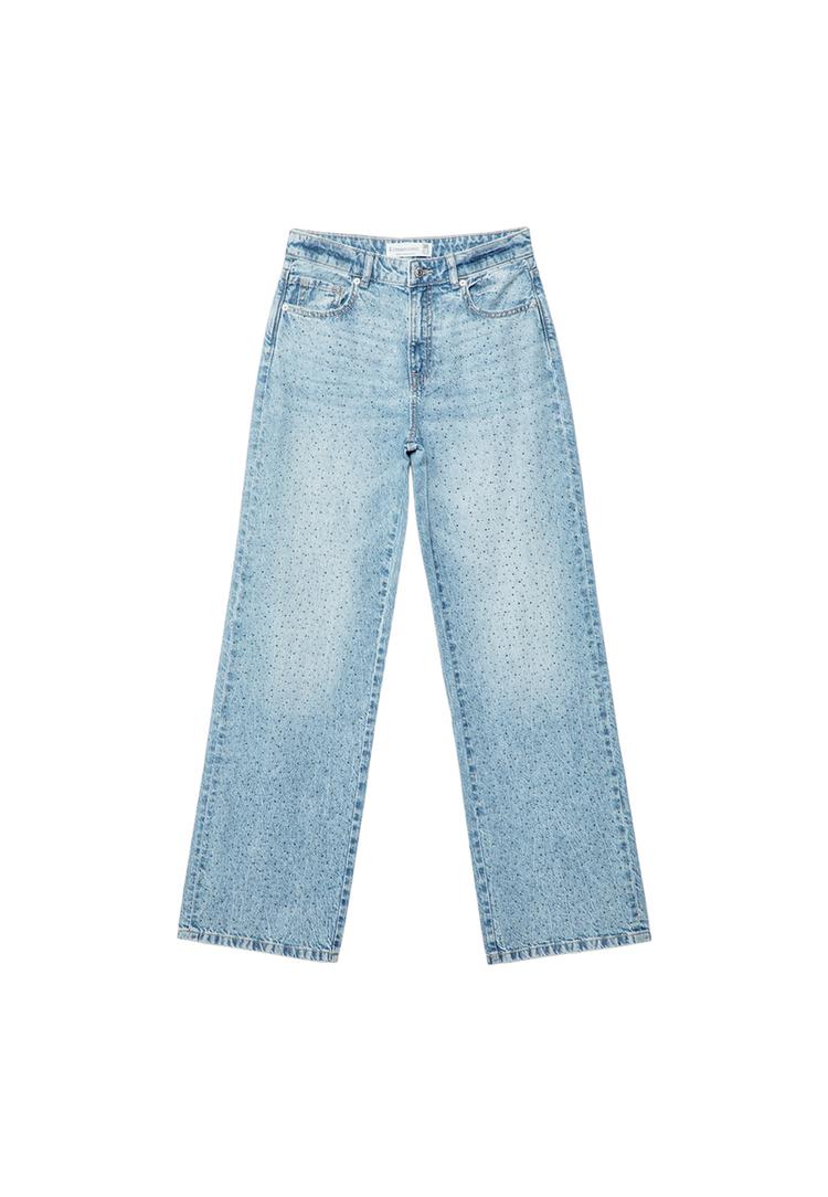Pantalon Jean Pants Con Brillos Jeans Straight Fit Brillos