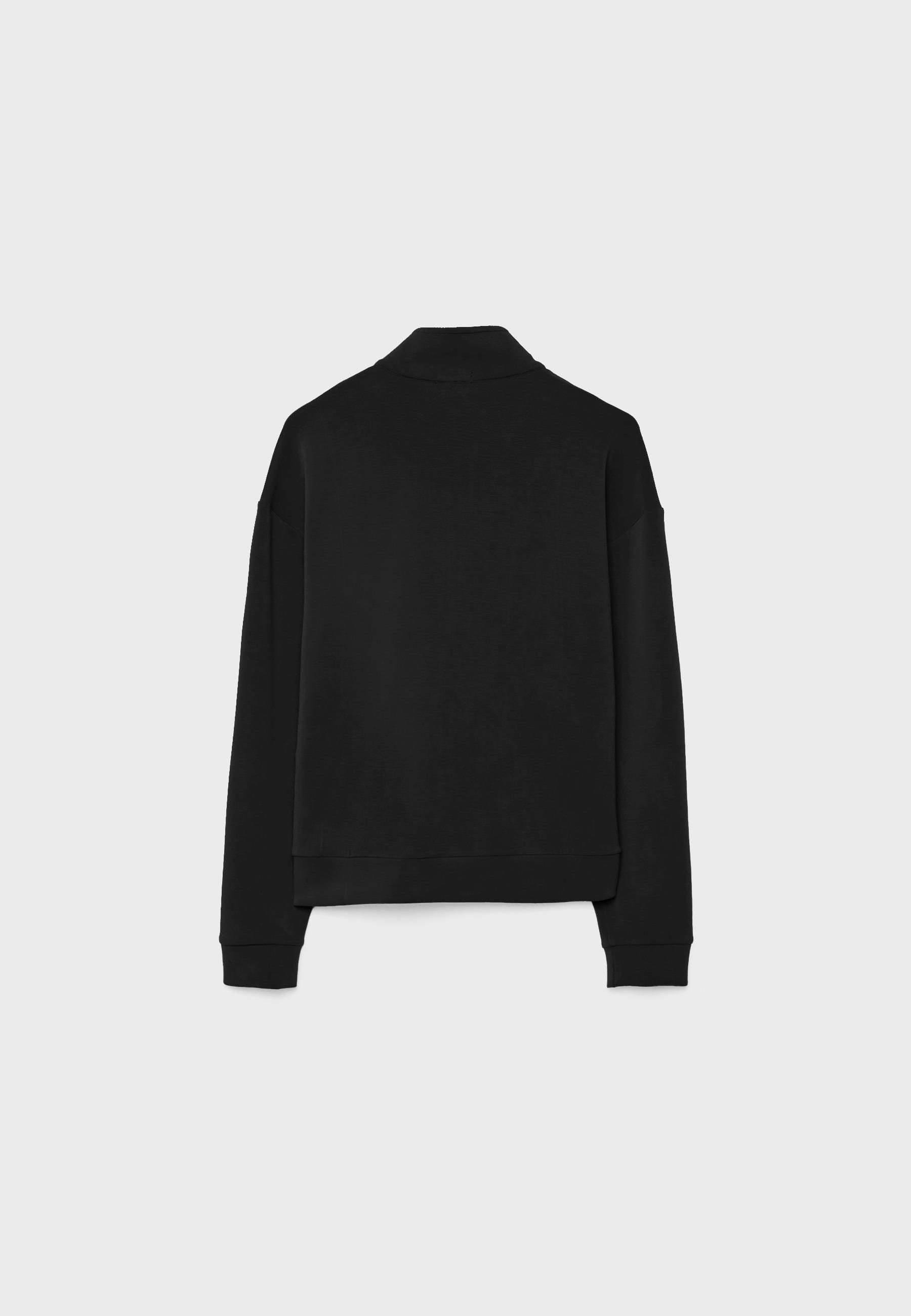 Soft-touch zip-up sweatshirt — Black