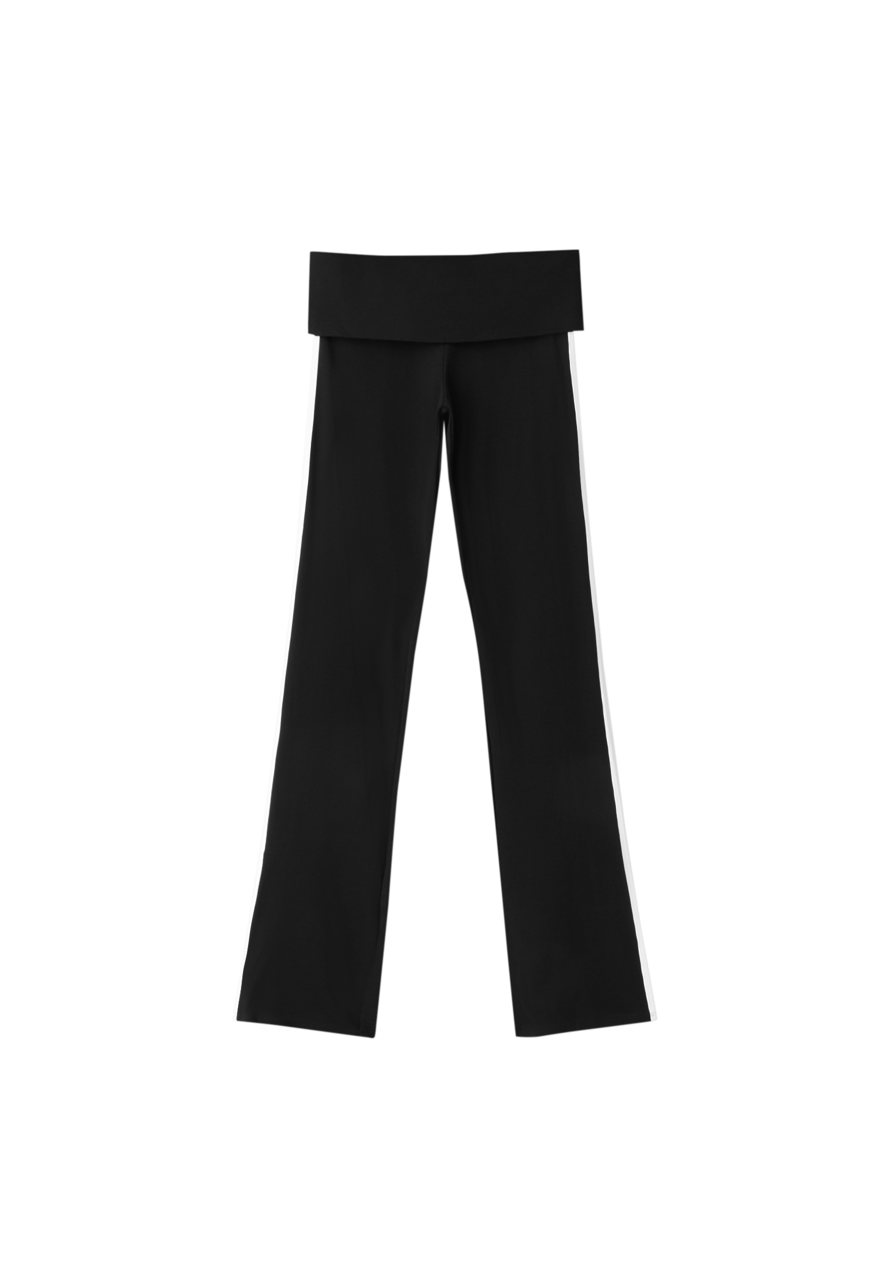 Turn-down waist bell bottom leggings — Ecru