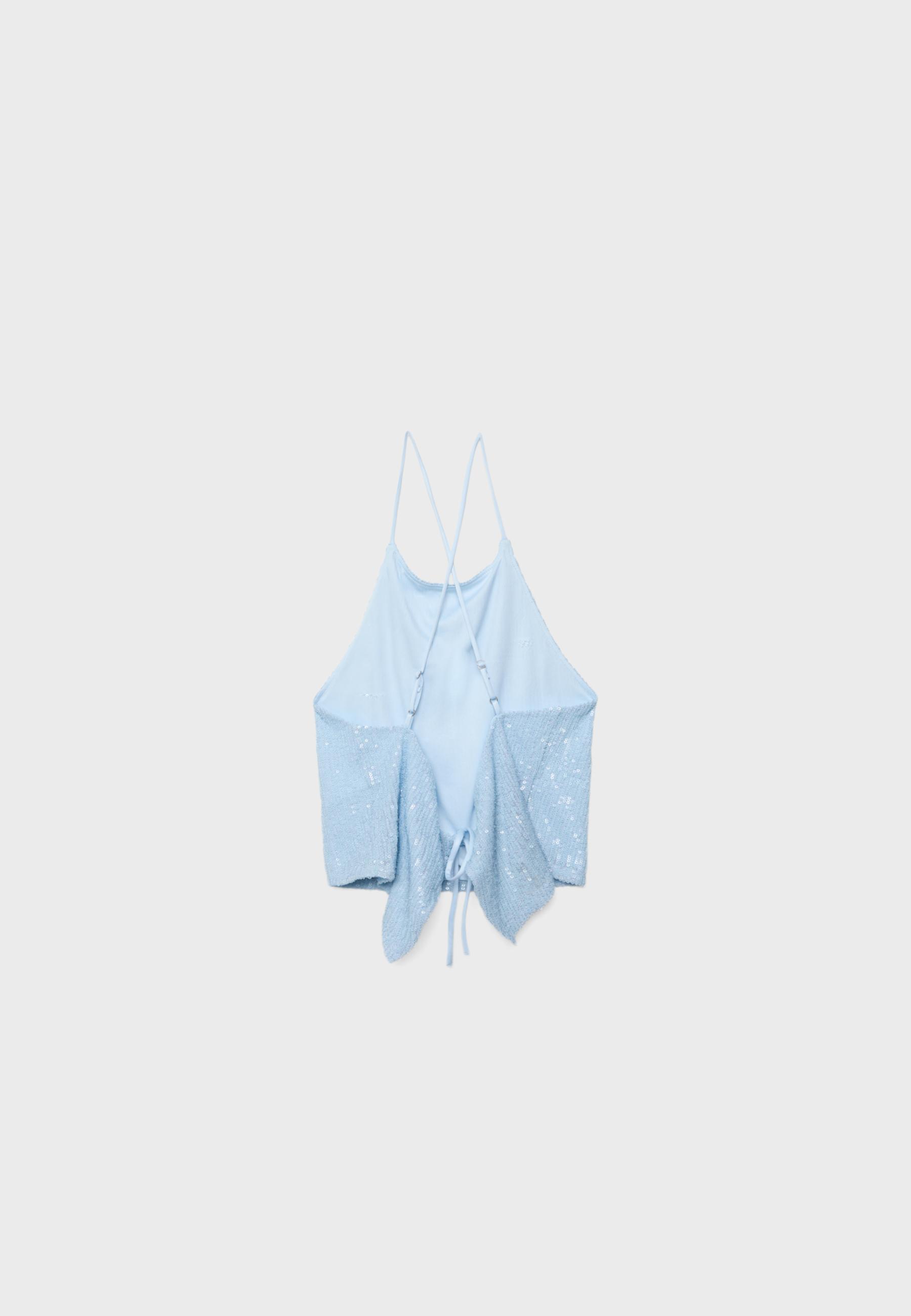 Sequin crop top — Sky blue