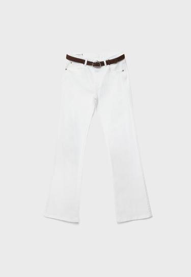 D68 boot-cut jeans with belt — White 6