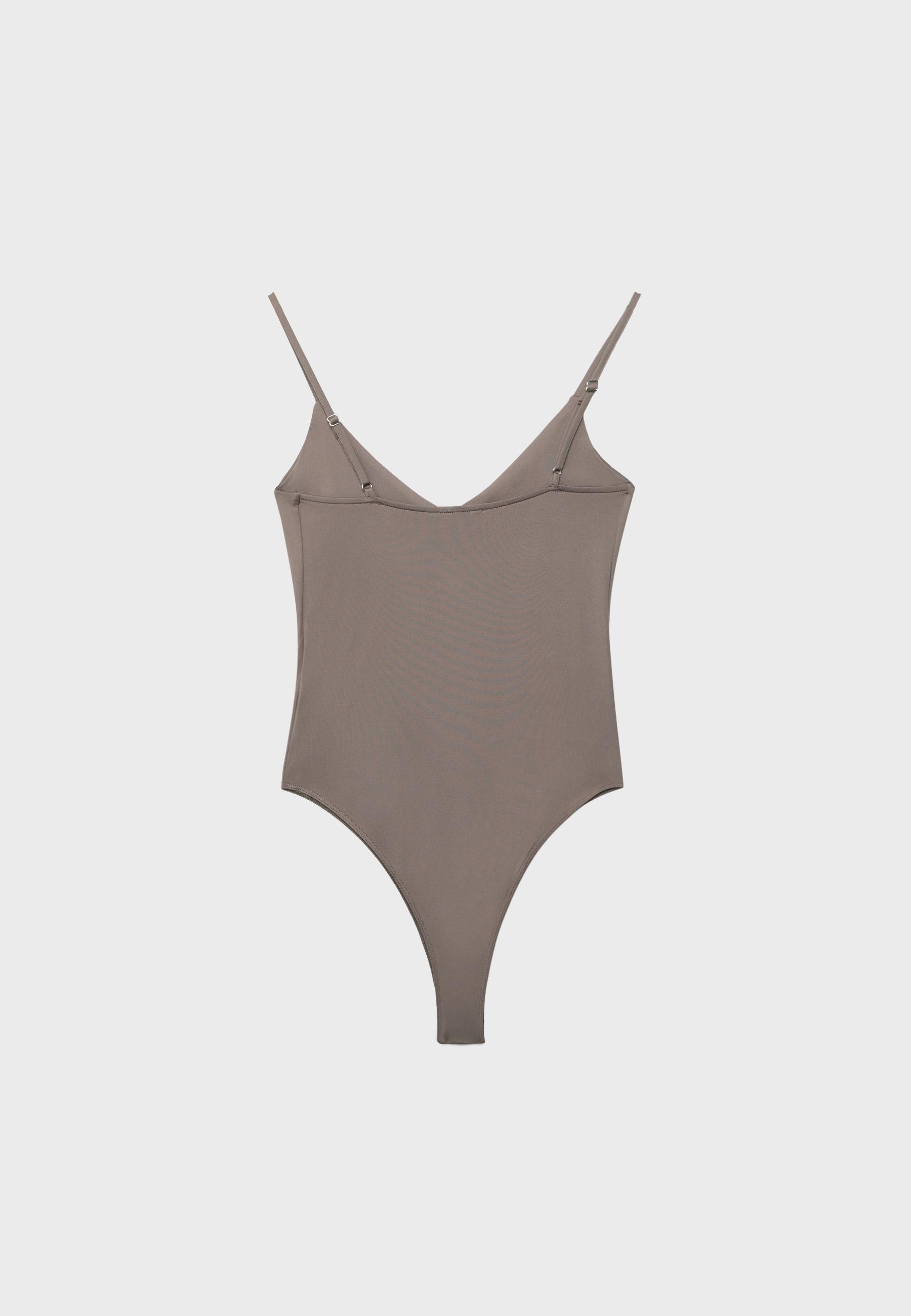 V-neck strappy bodysuit — Brown