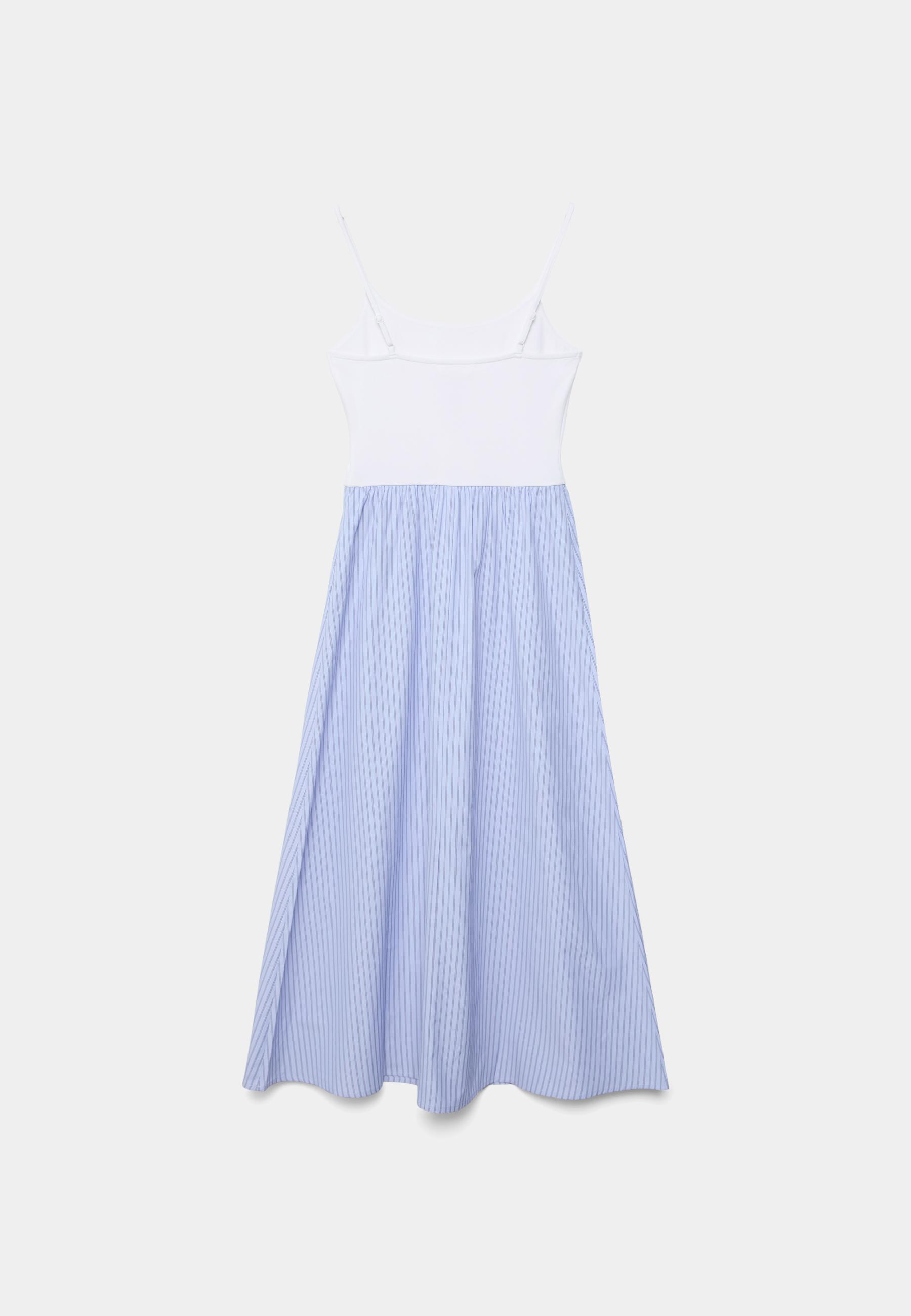 Two-material strappy midi dress — Sky blue
