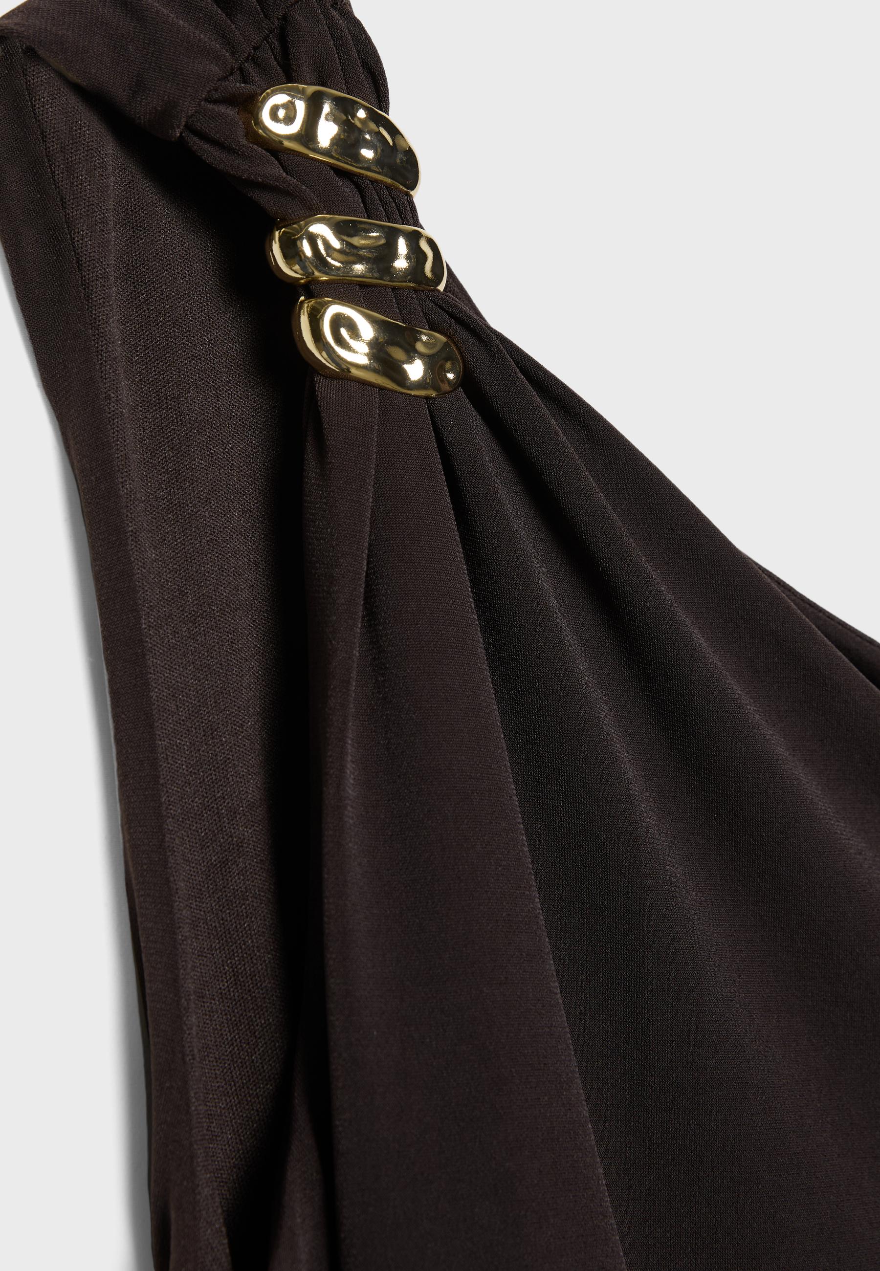 Metallic detail dress — Brown
