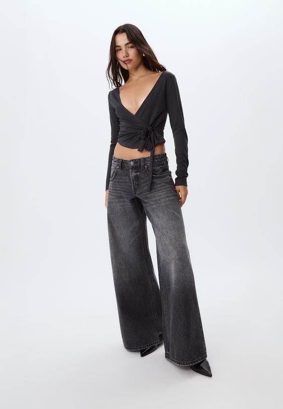 jeans low waist wide leg estrellas