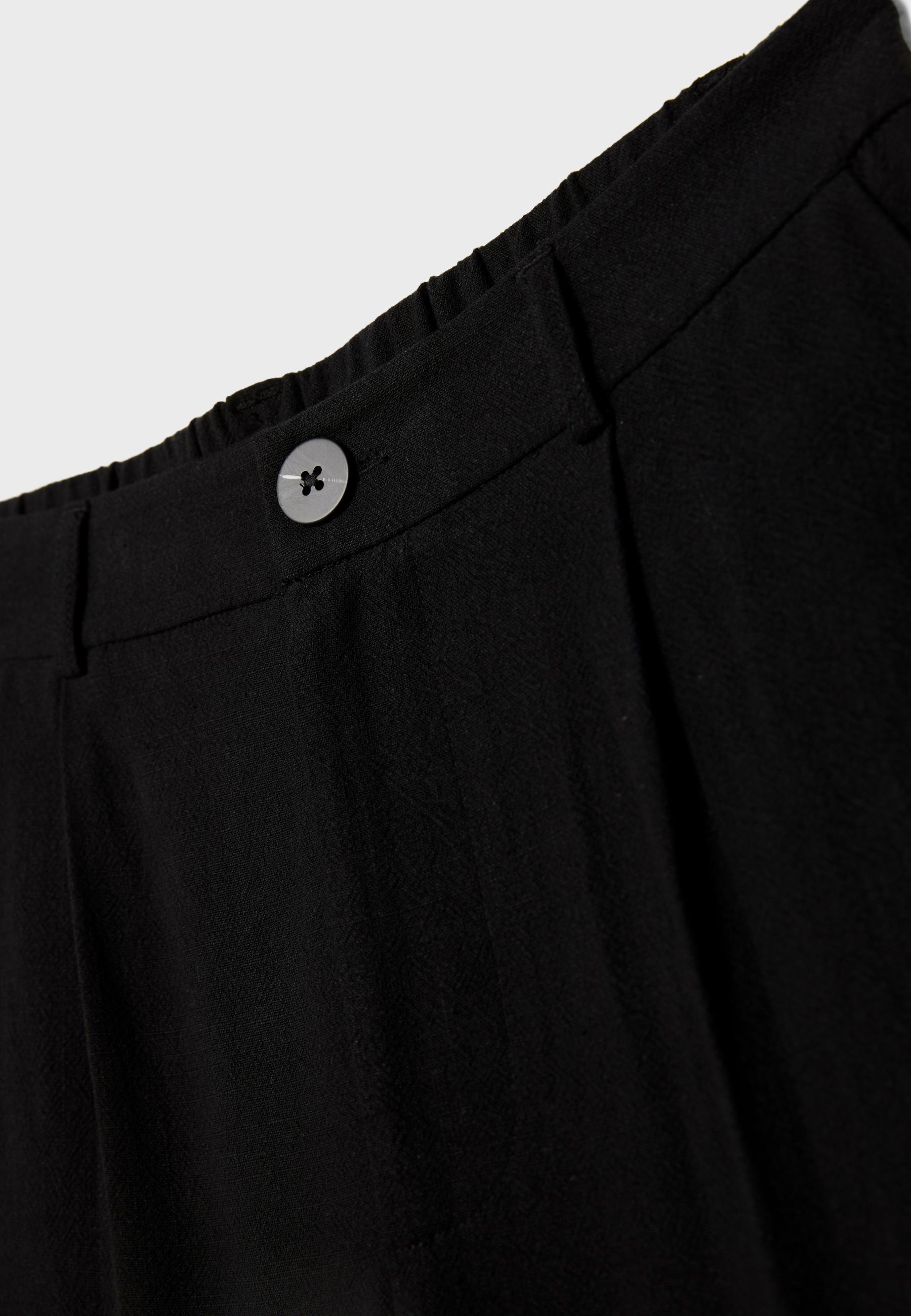 Straight-leg linen-effect trousers — Black