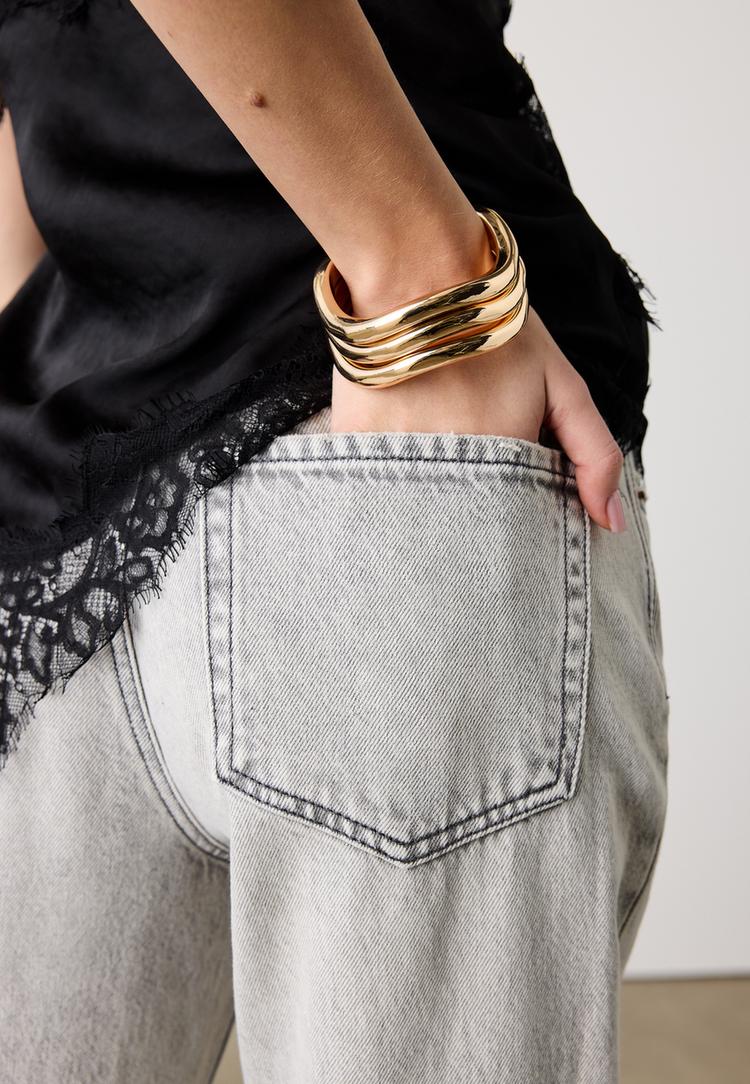 Stradivarius Σετ 3 Άκαμπτα Βραχιόλια Χρυσαφί Os φωτογραφία