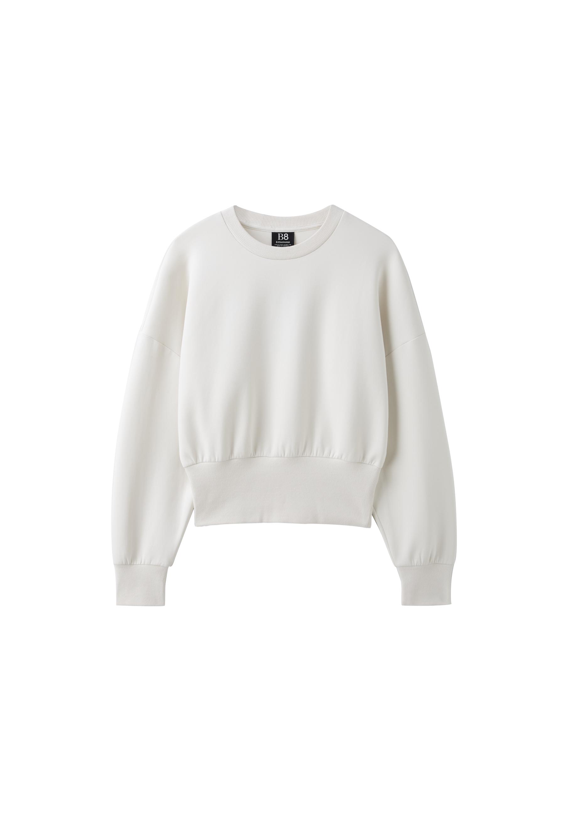Cropped sweatshirt with wide waistband — Vanilla