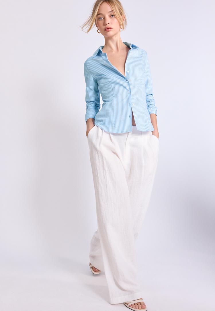 basic fitted cizgili gomlek