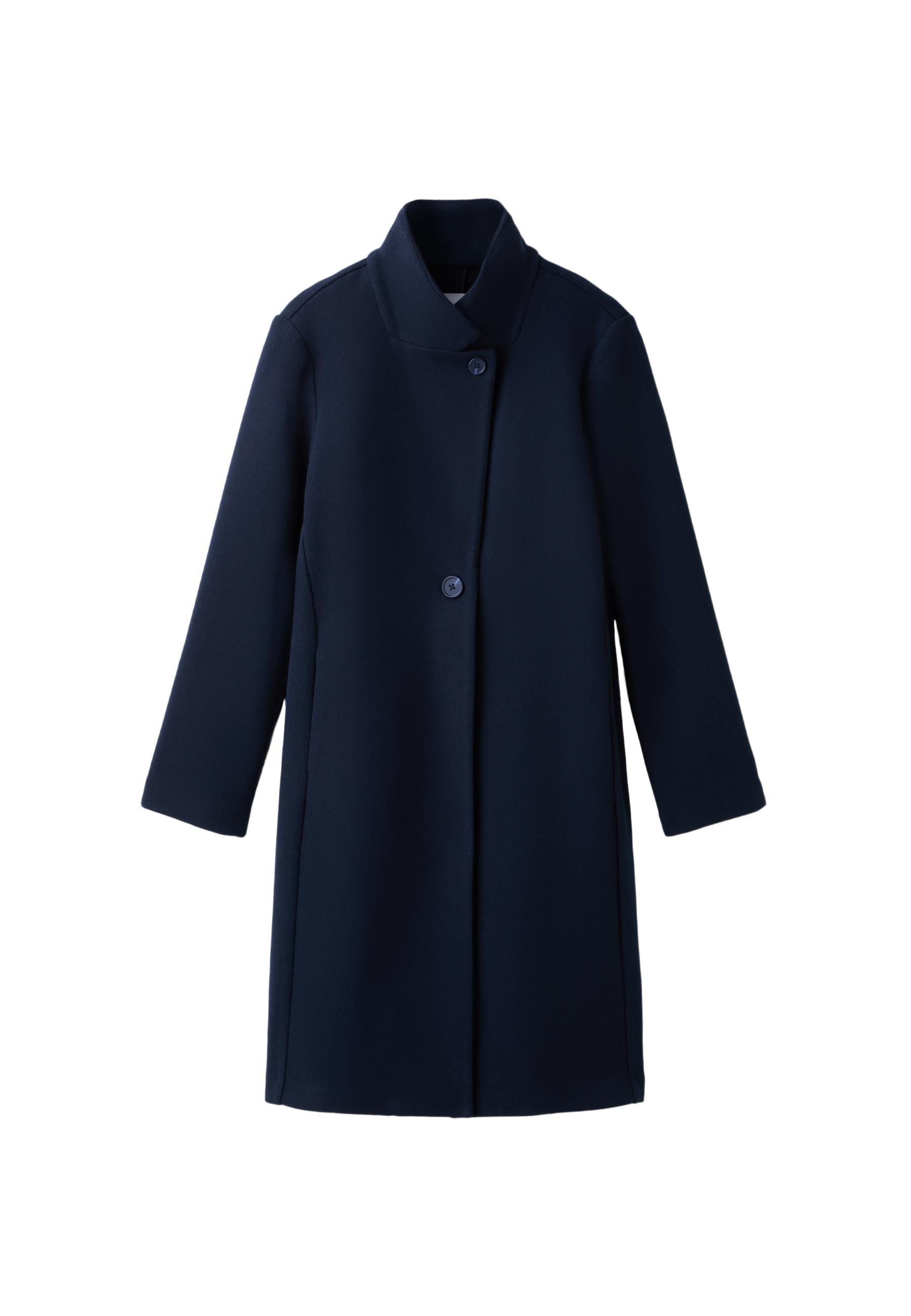 Straight soft-touch coat — Dark blue