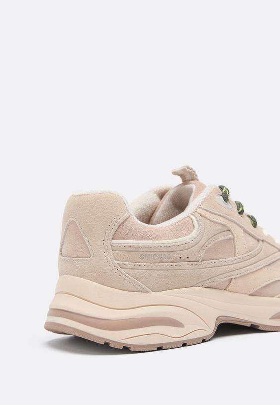 Stradivarius Sneakers Détails Cuir Beige 36