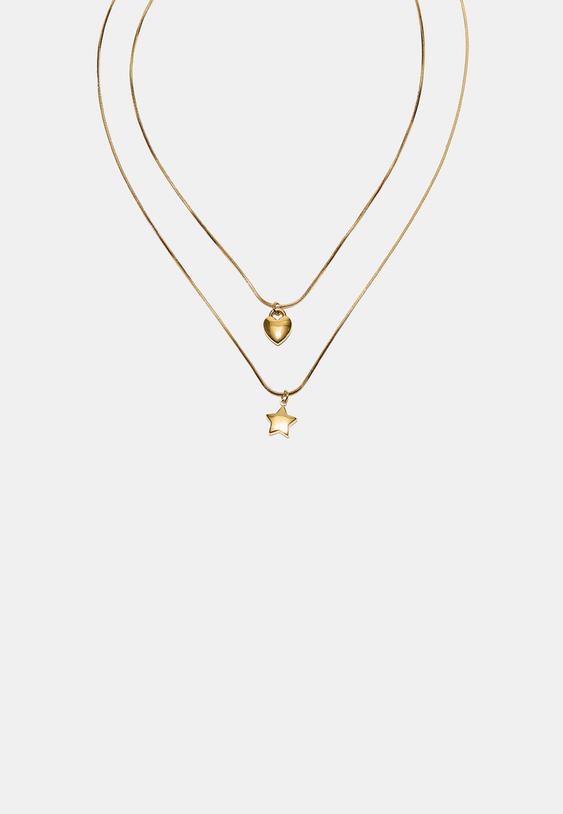 set 2 collares estrella  corazon waterproof