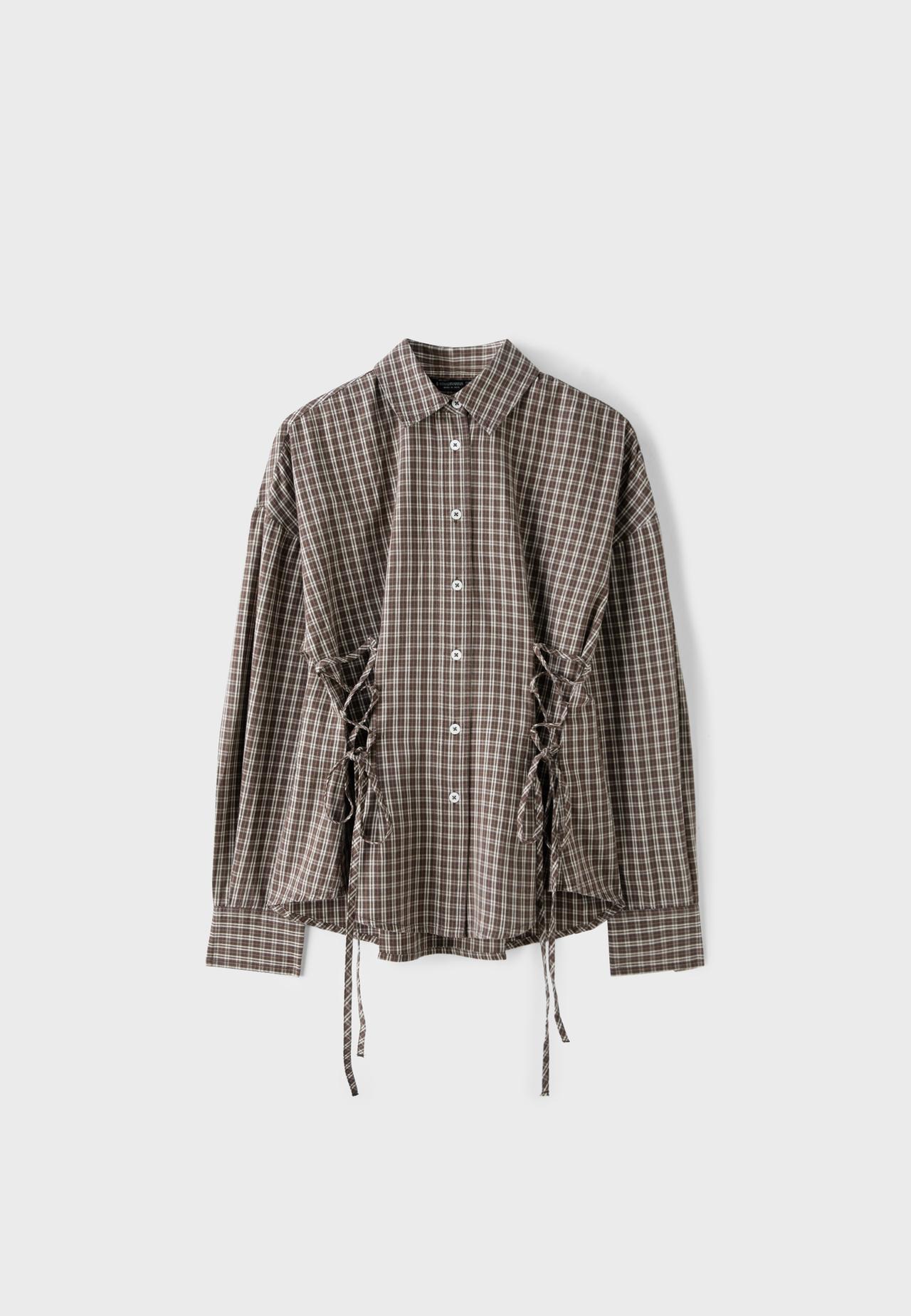 Check tie shirt — Brown