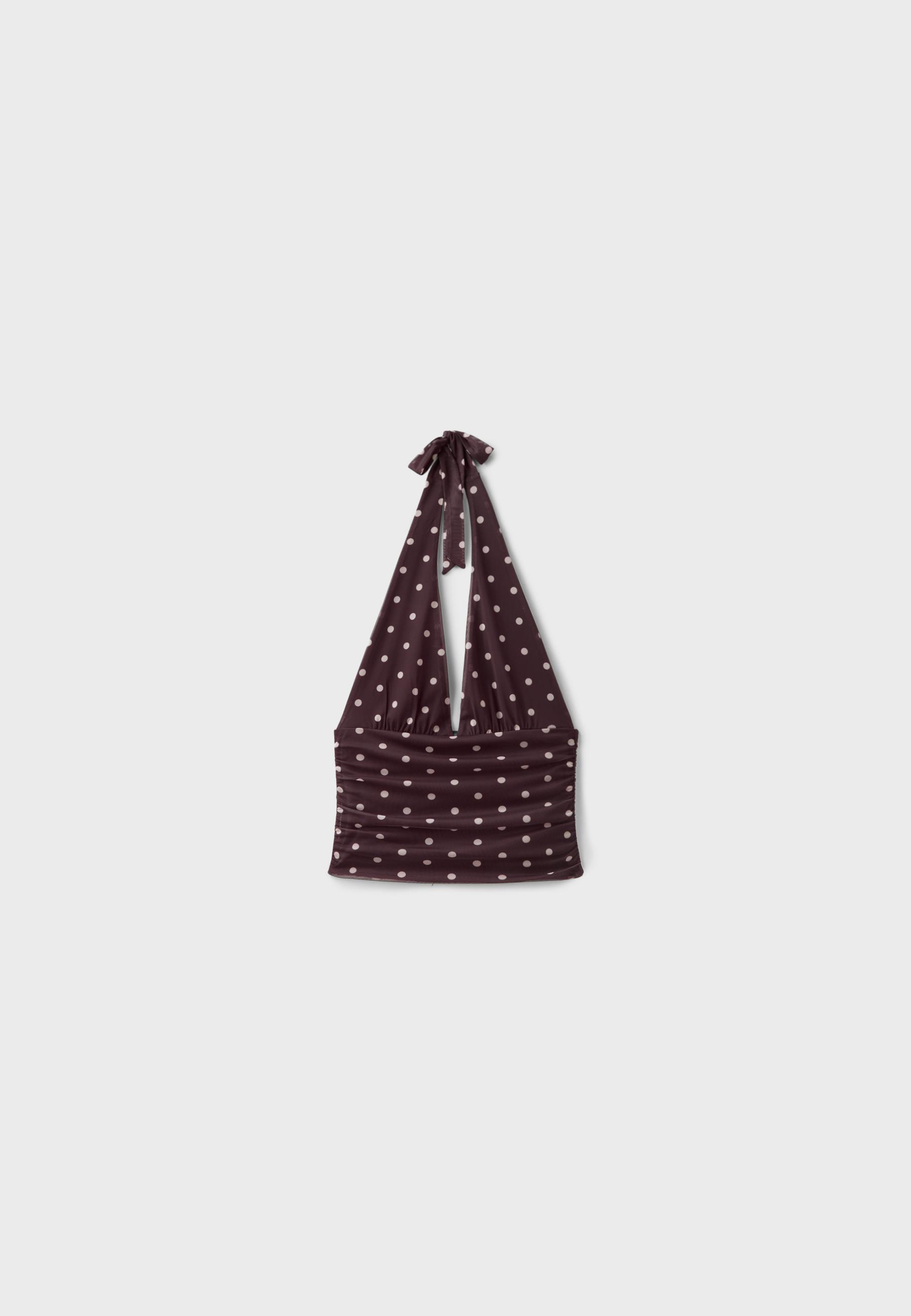 Polka dot mesh halter top — Purple