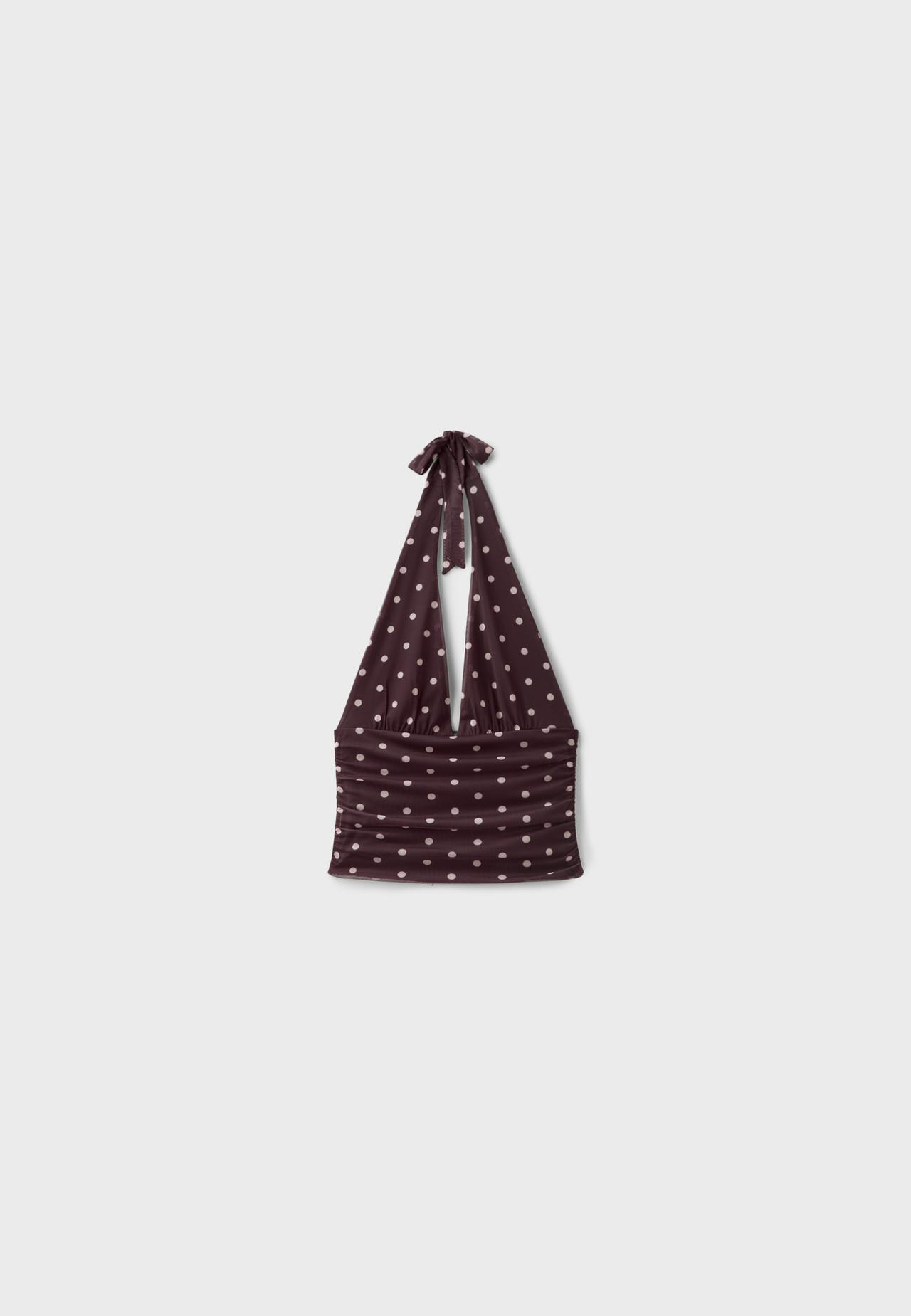 Polka dot mesh halter top — Purple