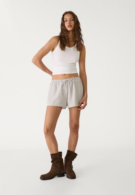 ketenli dokumlu sort