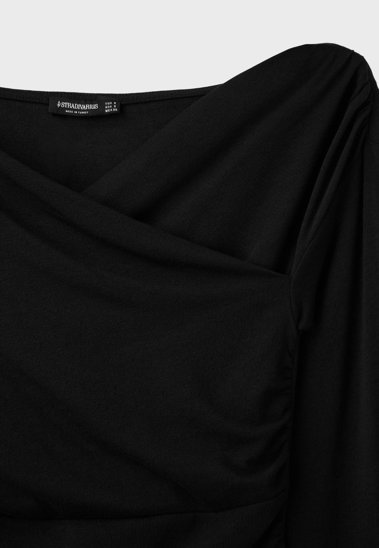 Crossover boat neck T-shirt — Black