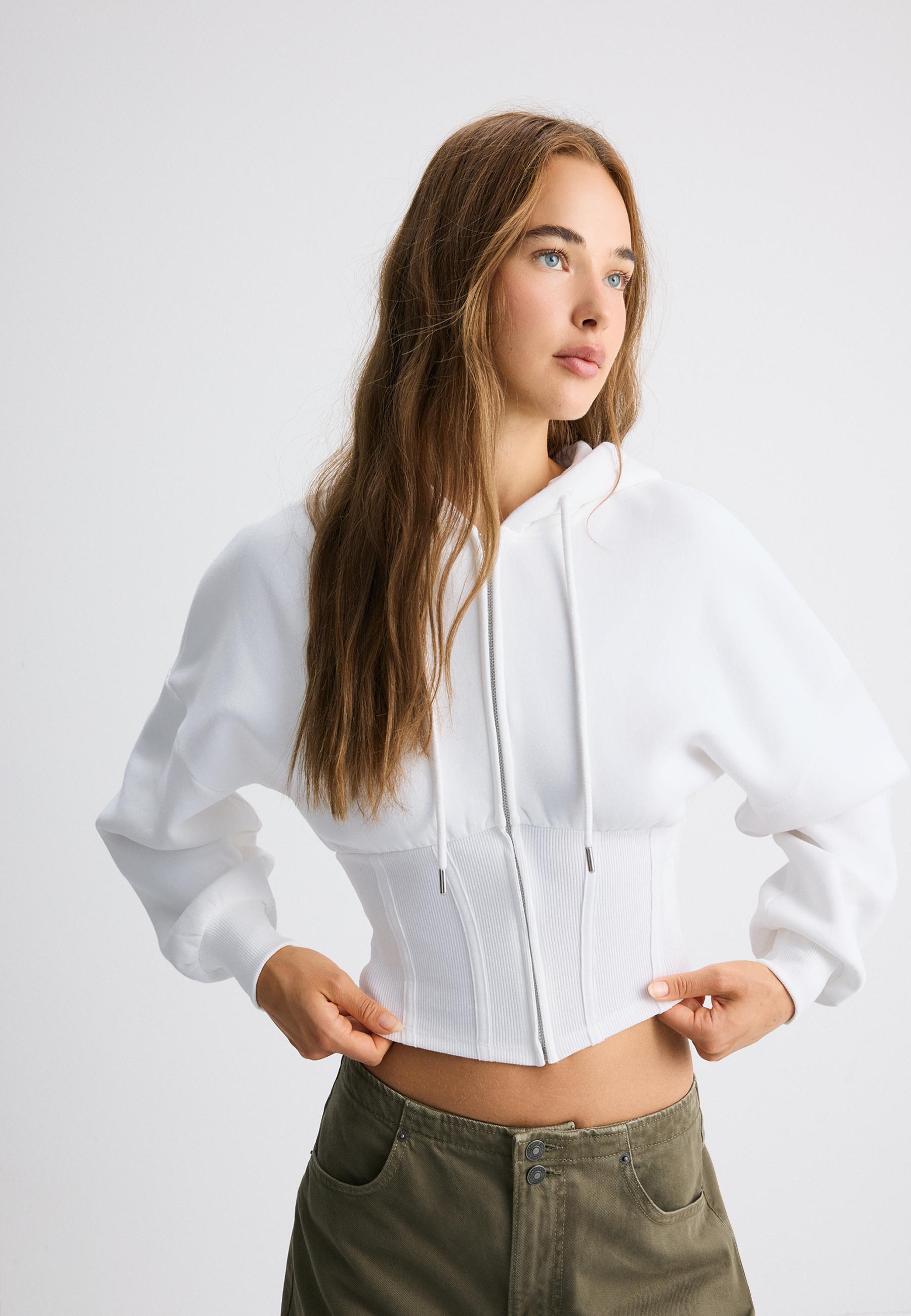 Corset-style hoodie — Ecru