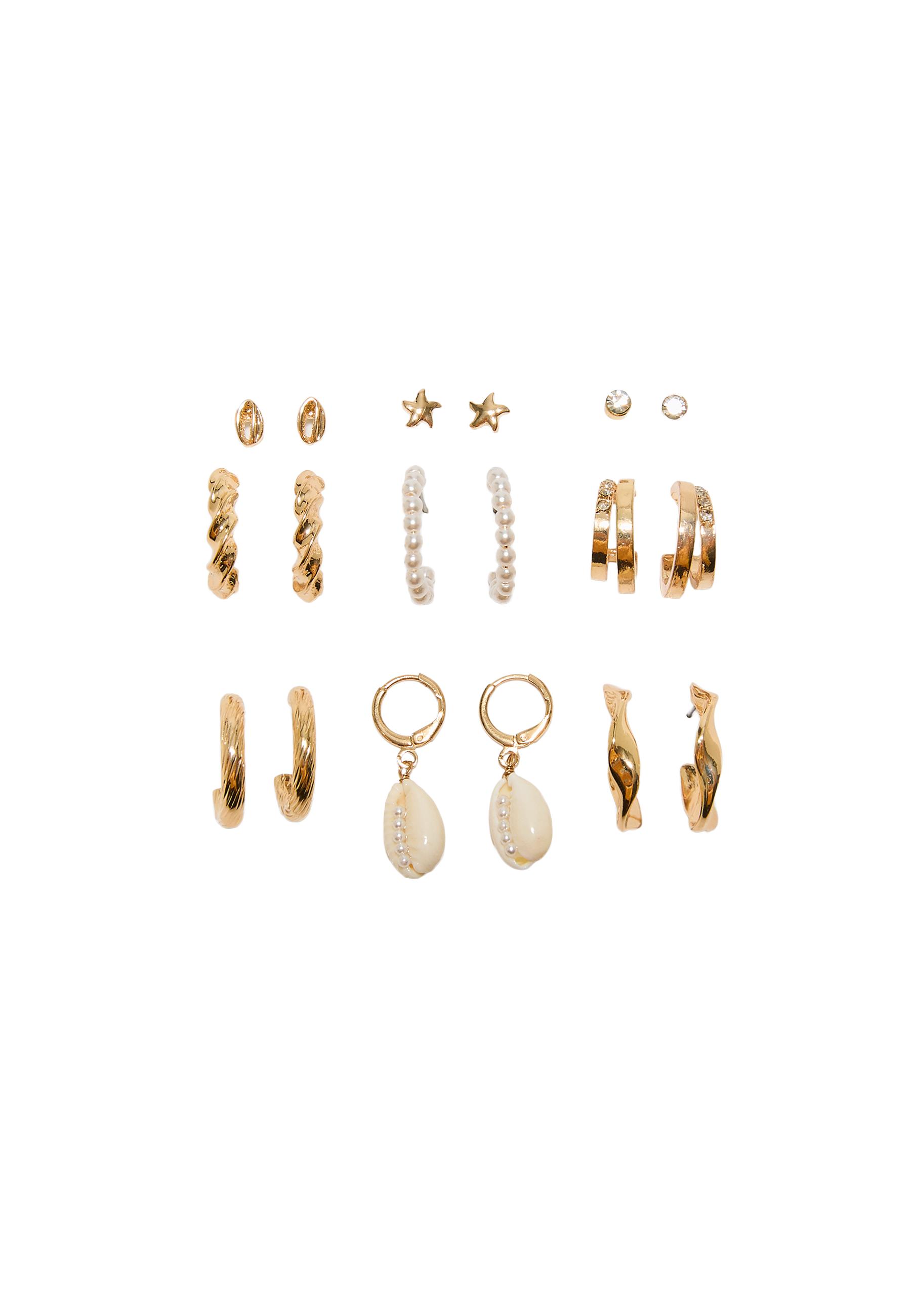 Set of 9 seashell earrings — Gold