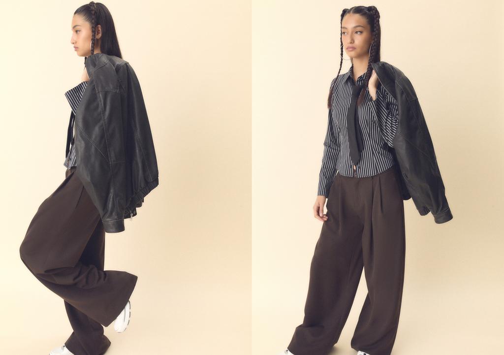 Pantalon habillé wide leg à pinces