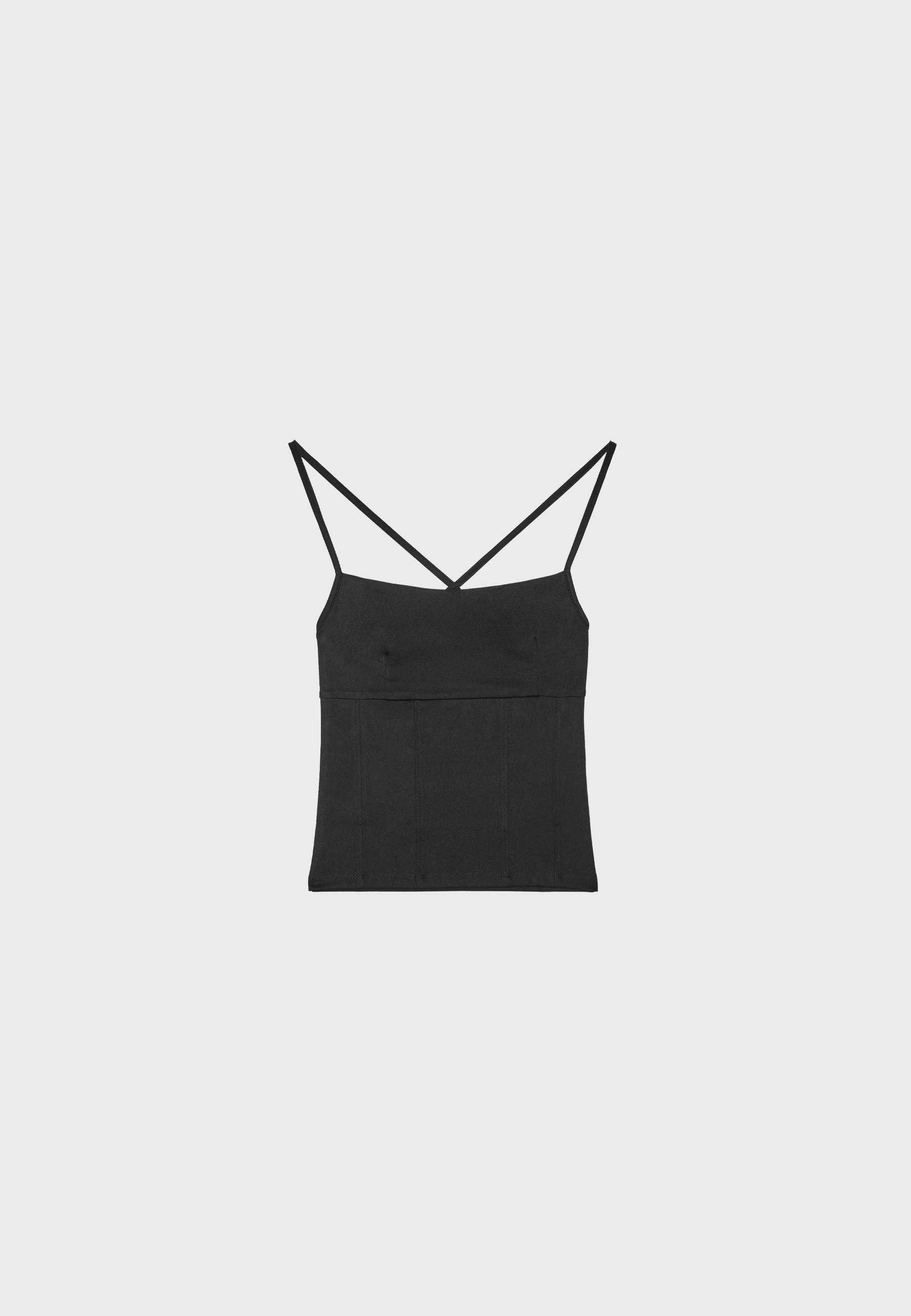 Corset-detail top — Black