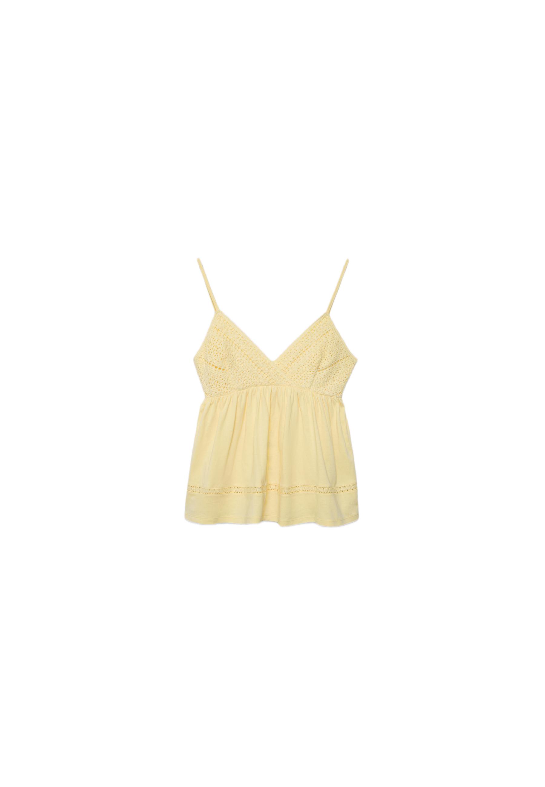 Crochet strappy top — Pastel yellow