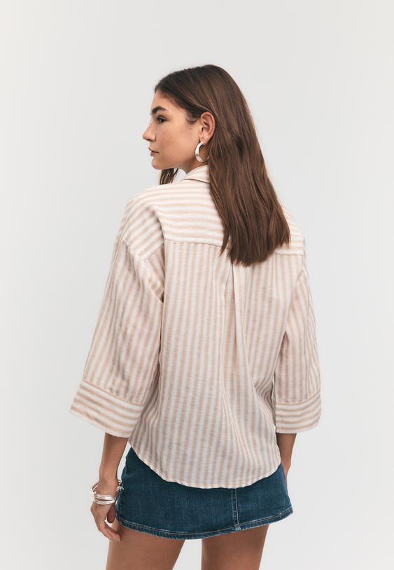 Stradivarius Chemise Manches Kimono Effet Lin Pierre S