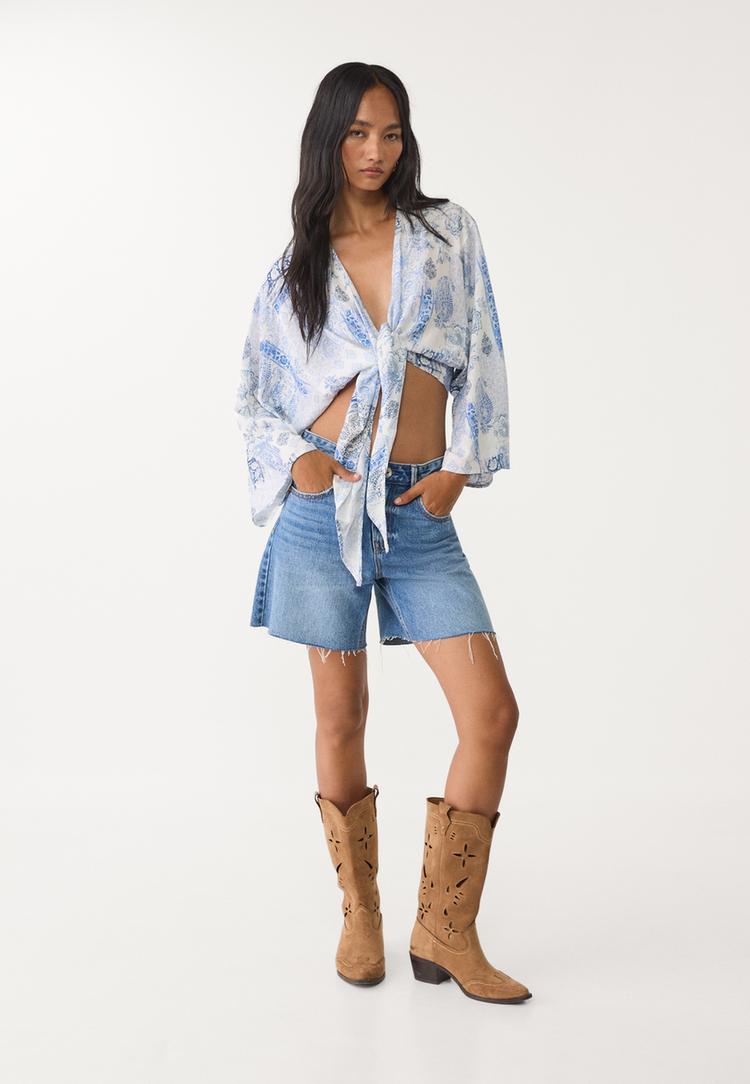 blusa fluida nudo