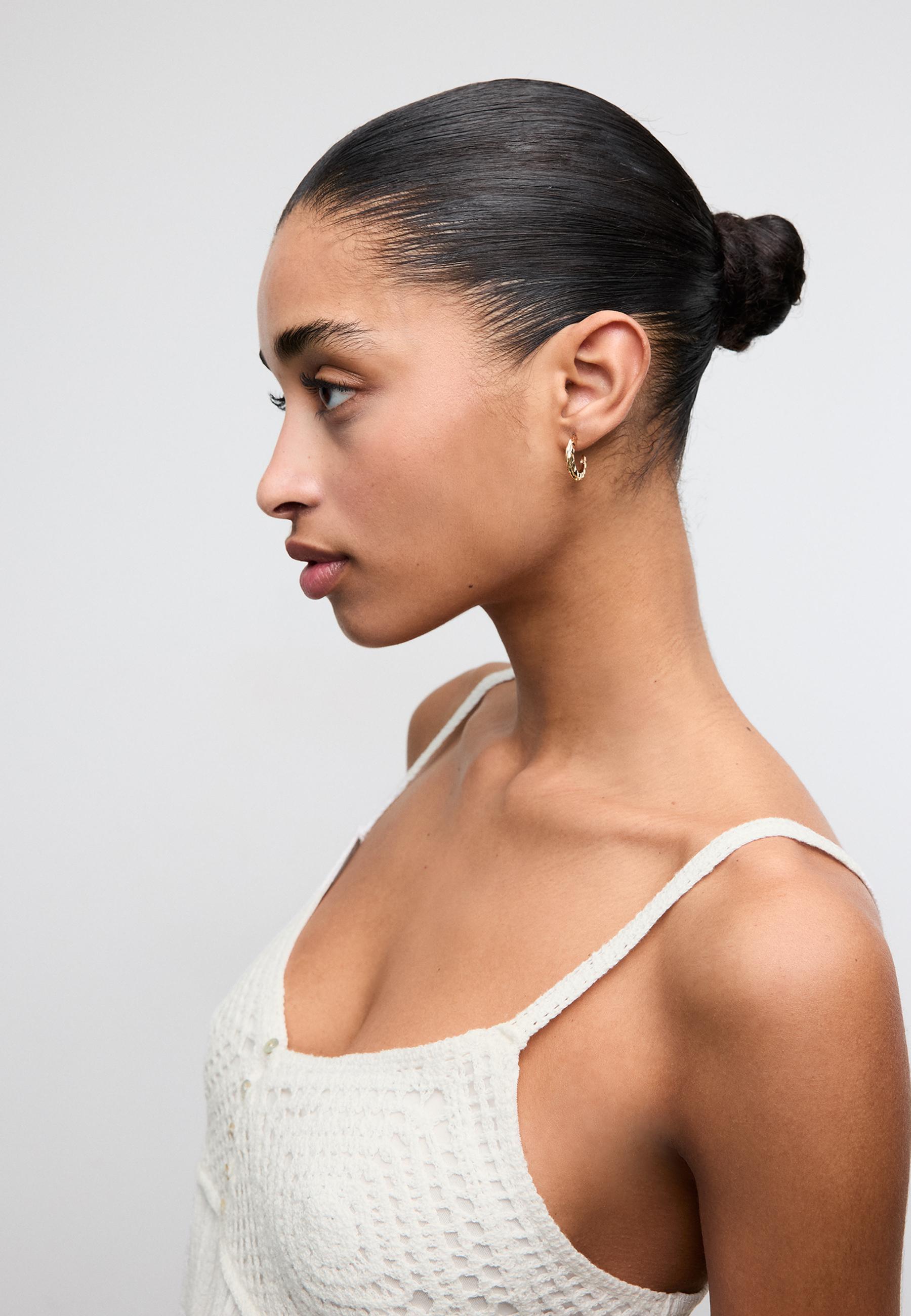 Ruffled crochet top — White