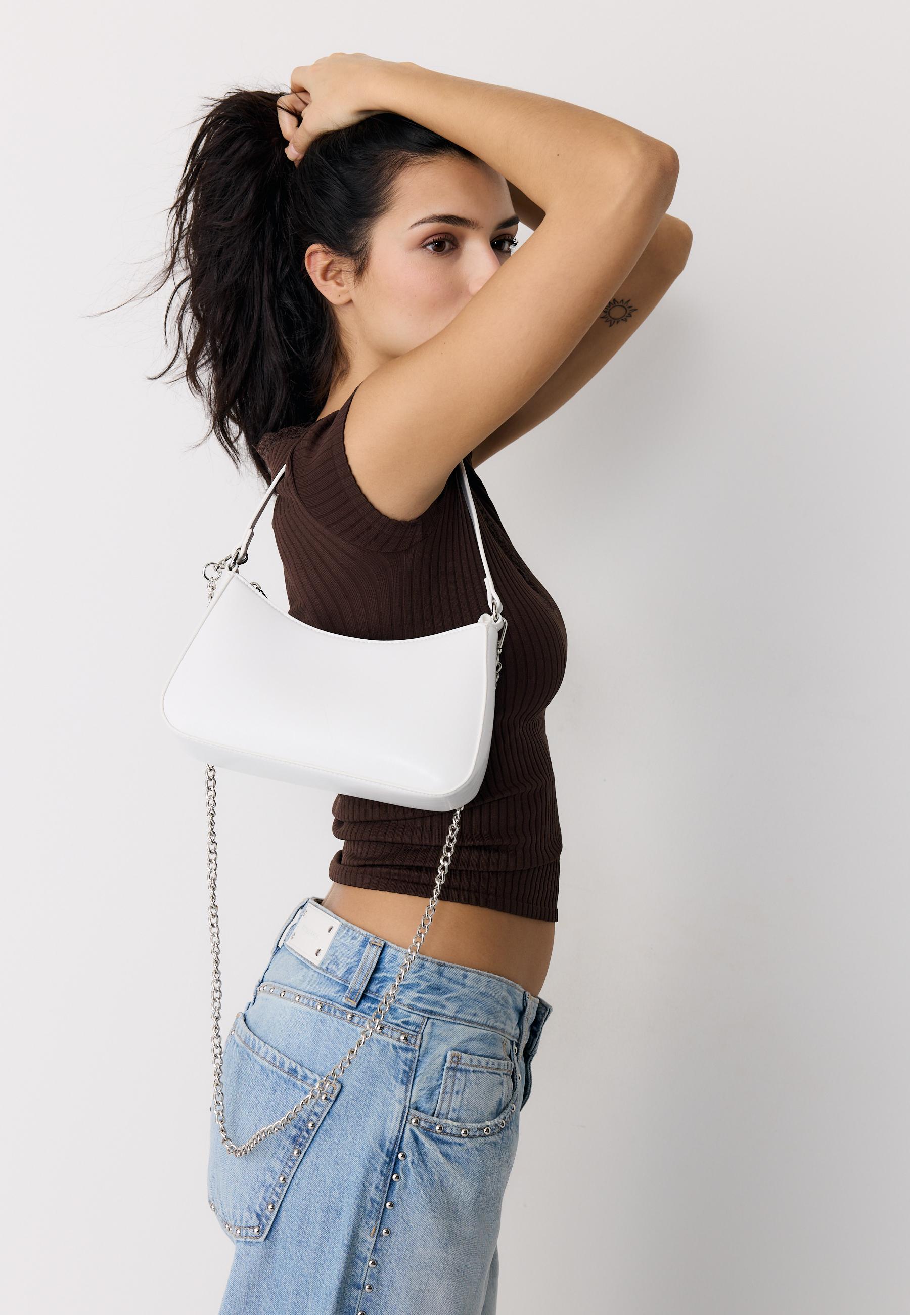 Long chain shoulder bag — White