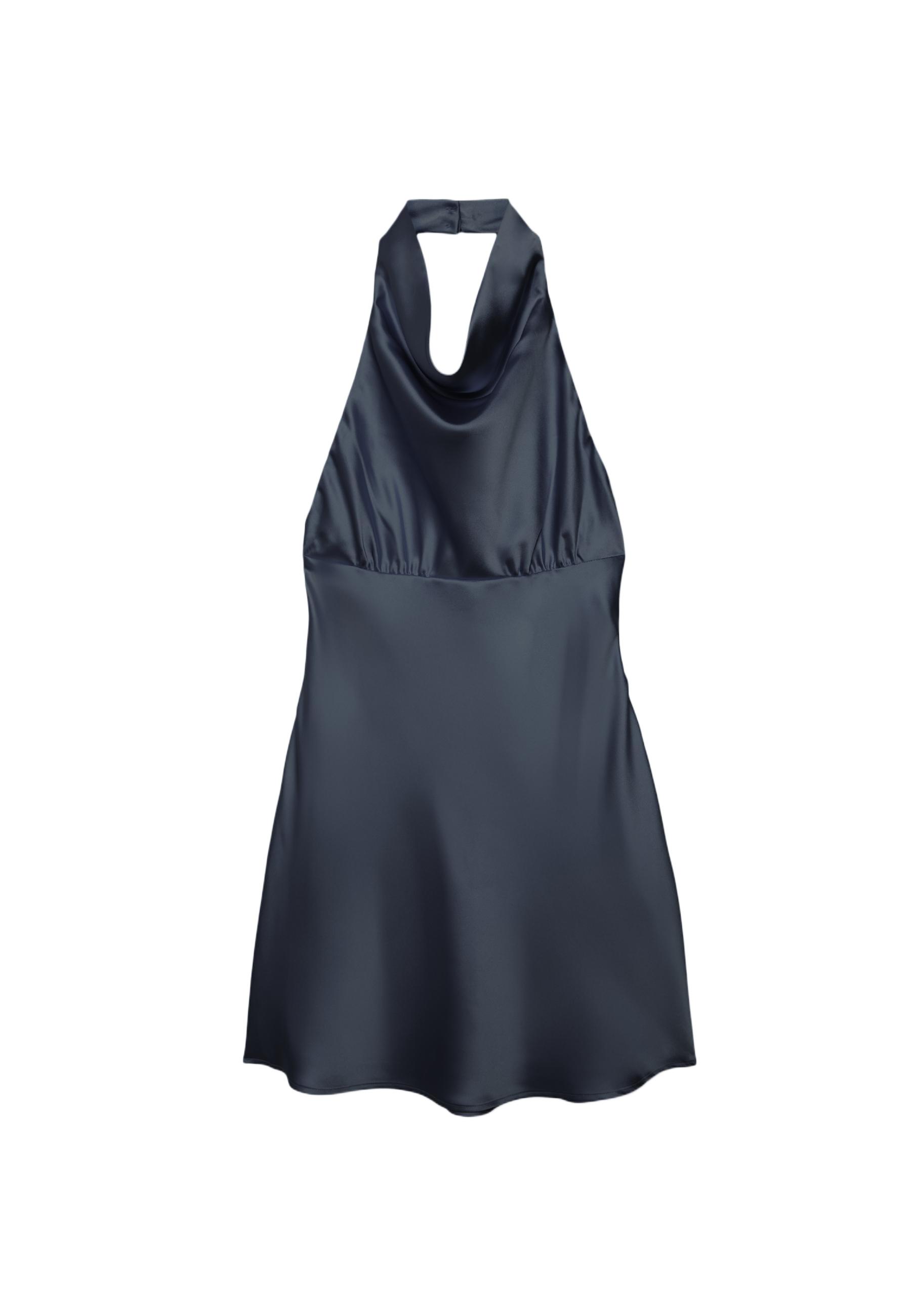 Short satin halterneck dress