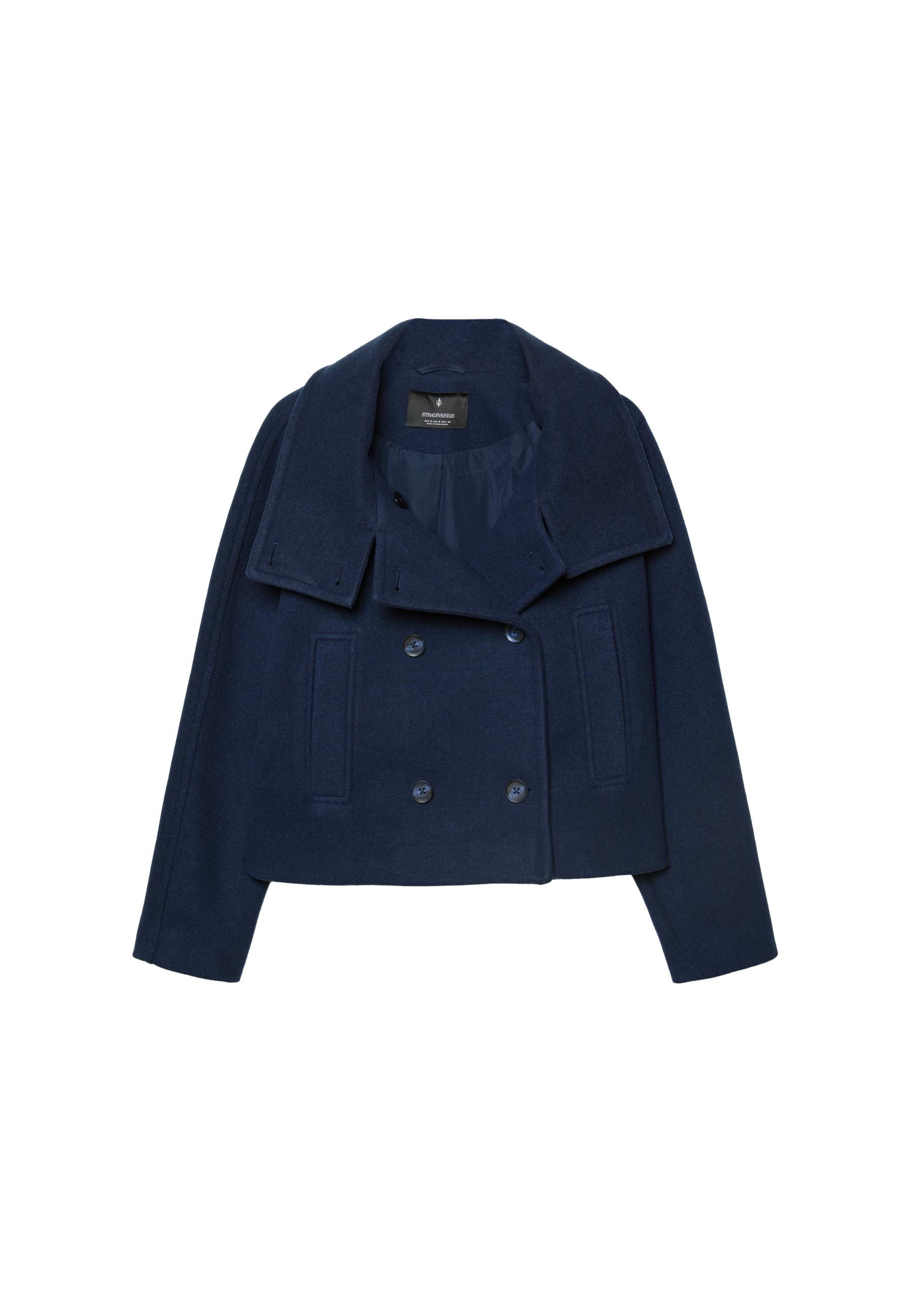 【INCHANT ME】Hairy High Neck Double Short Coat Short double-breasted high neck coat - Women's fashion