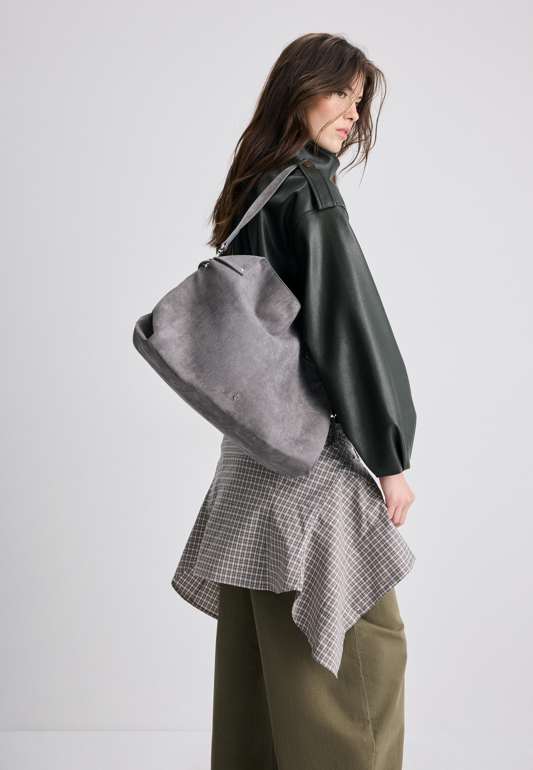 Ruched shoulder bag — Dark grey