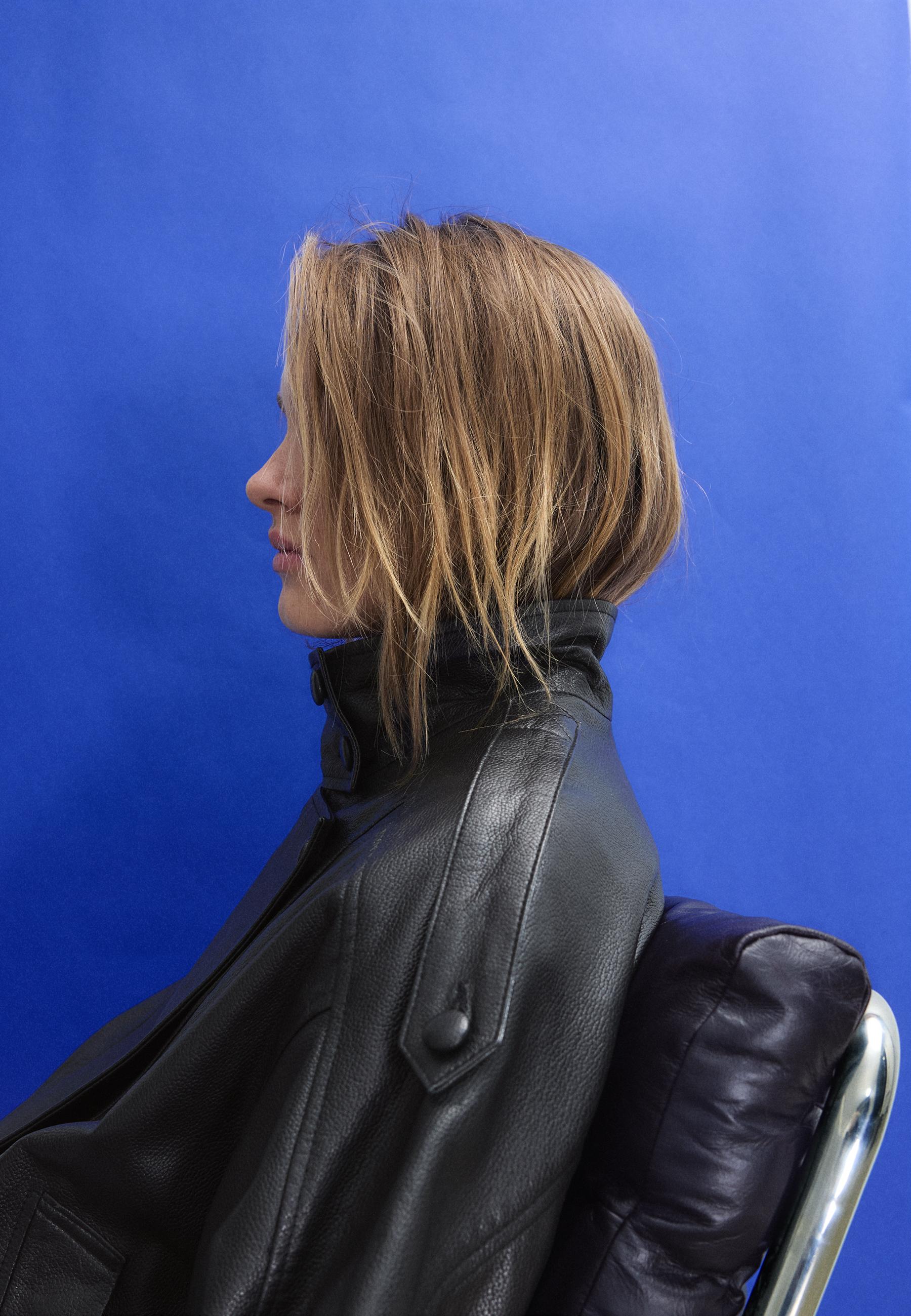 Oversize 100% leather flap jacket — Black
