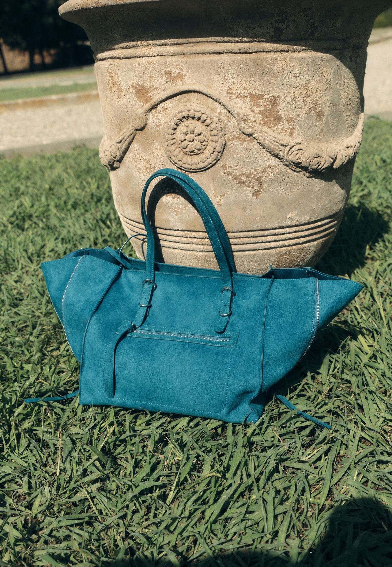 Shopper bag with zips — Teal