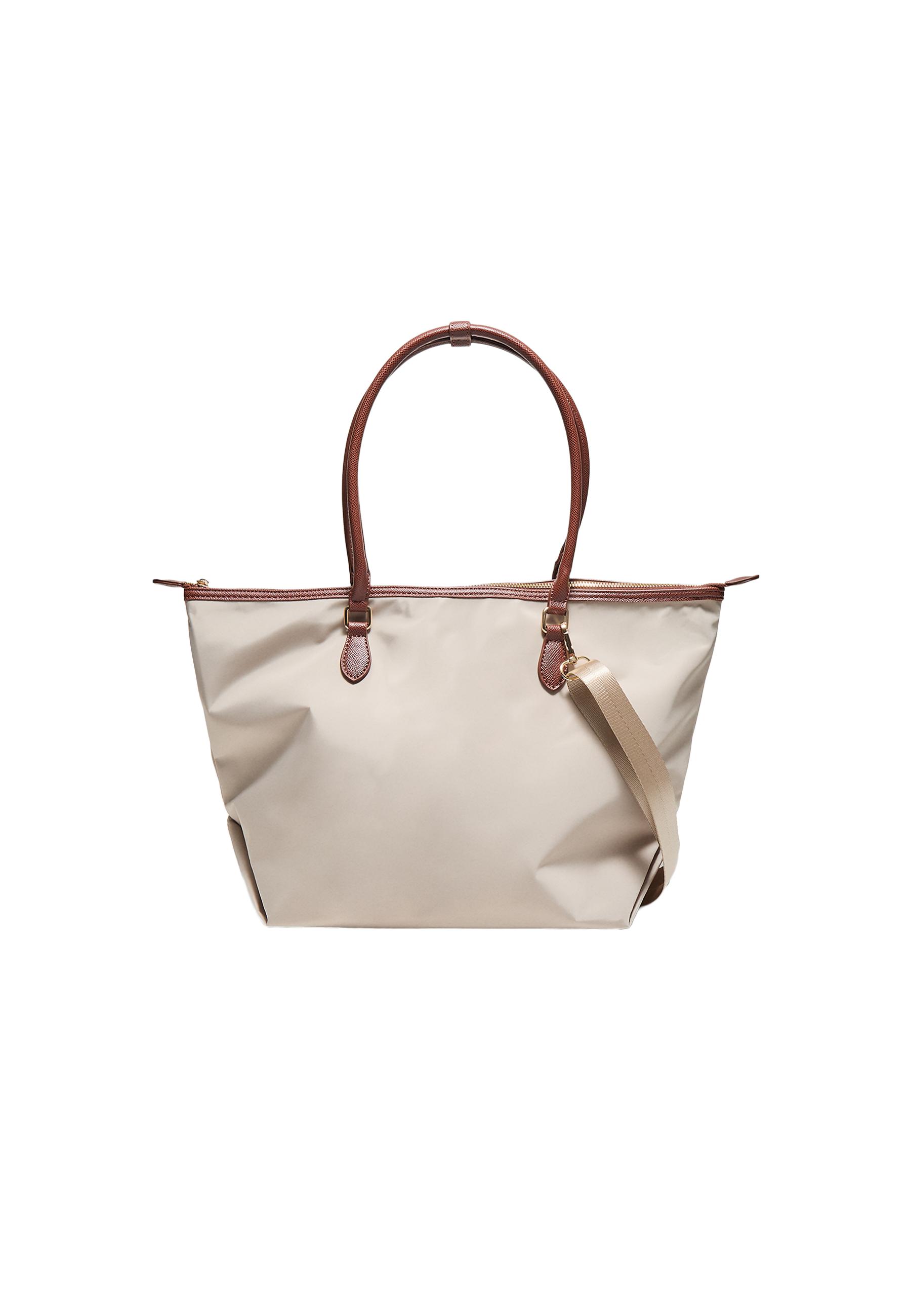 Contrast crossbody shopper bag — Stone
