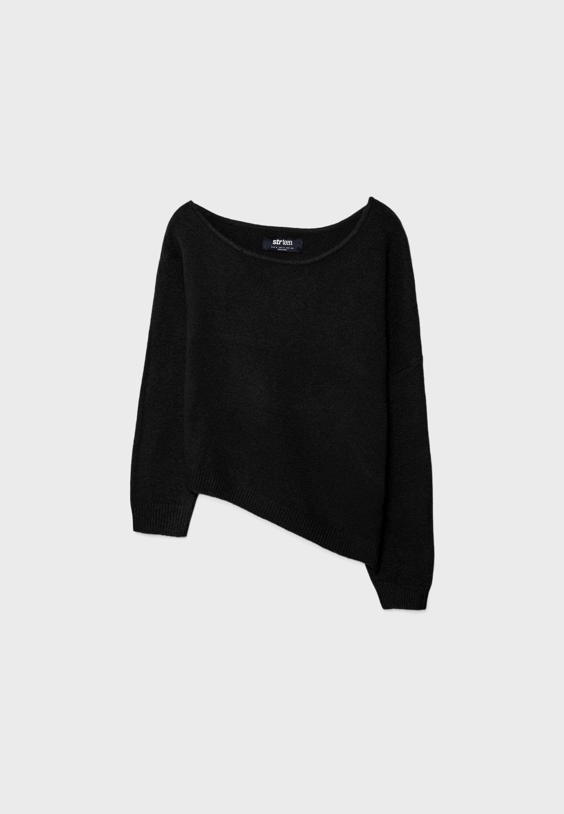 Asymmetric knit sweater — Black